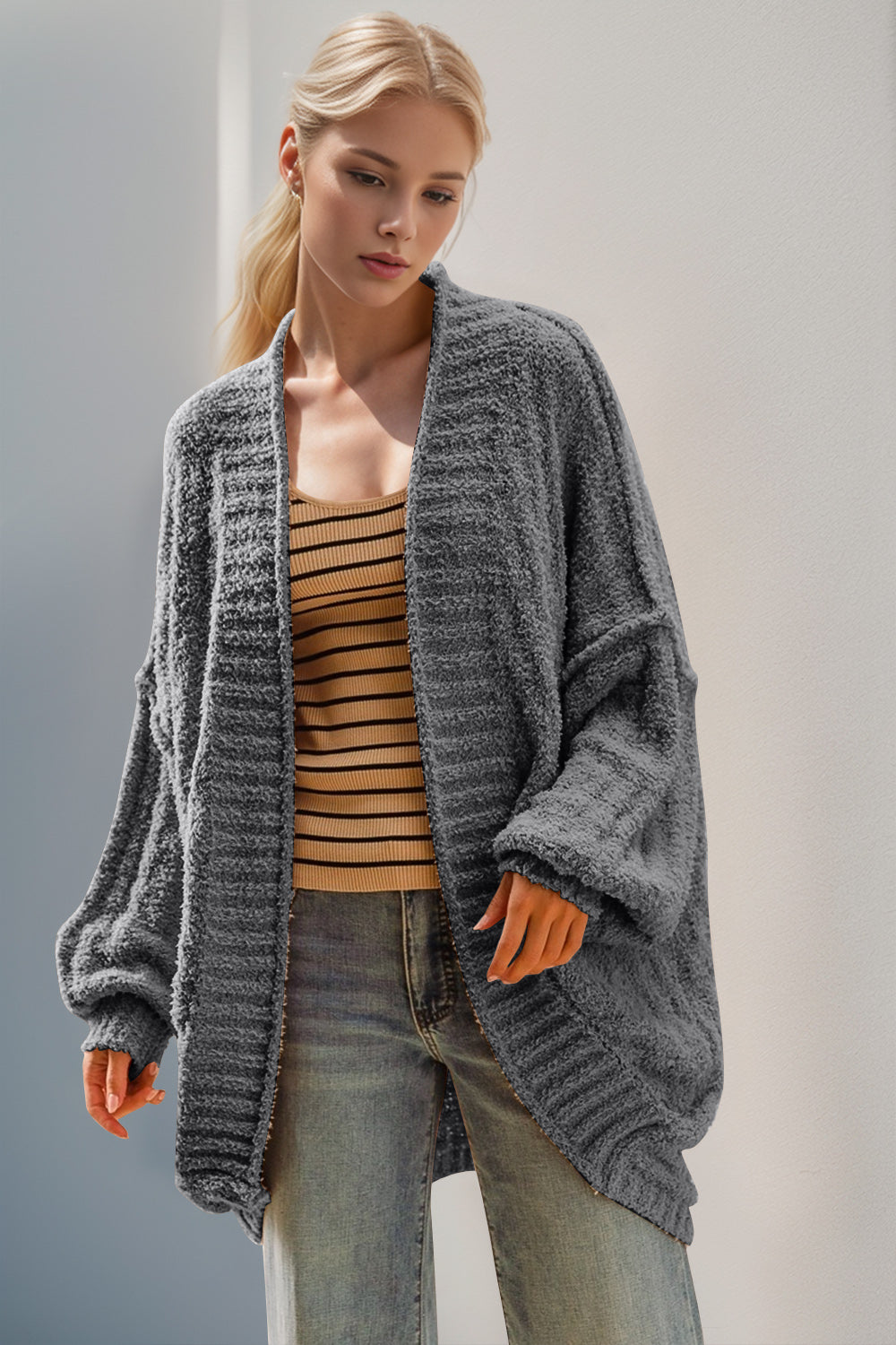 Open Front Long Sleeve Cardigan - 9 color options