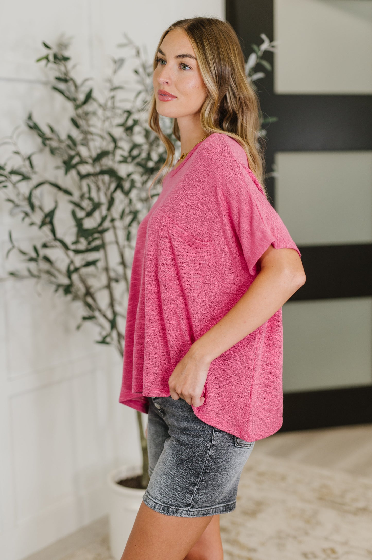 Zenana Basically Flowing Top in Hot Pink