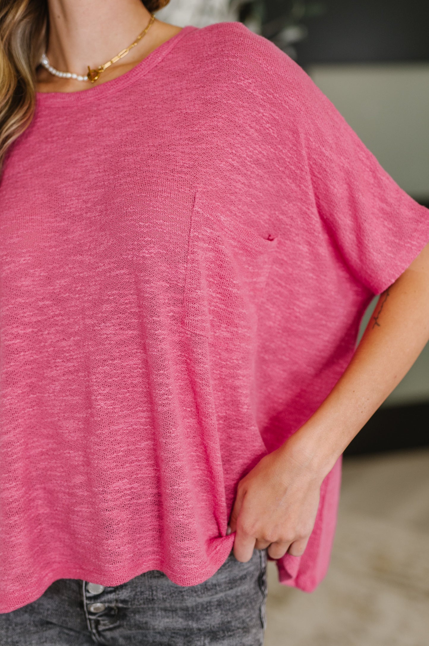 Zenana Basically Flowing Top in Hot Pink