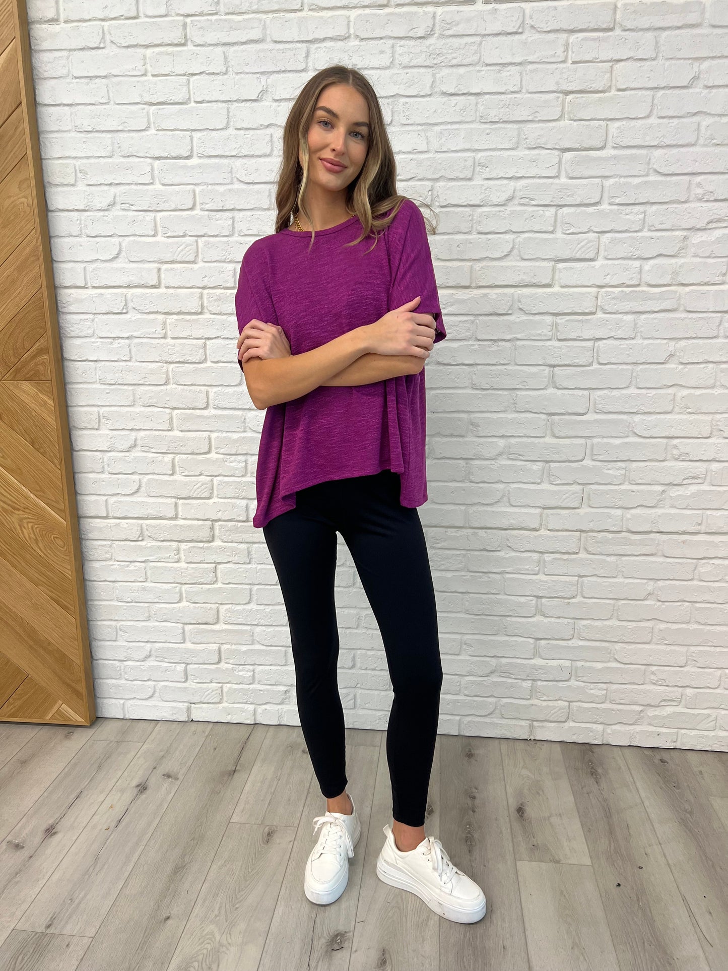 Zenana Basically Flowing Top in Lt Plum