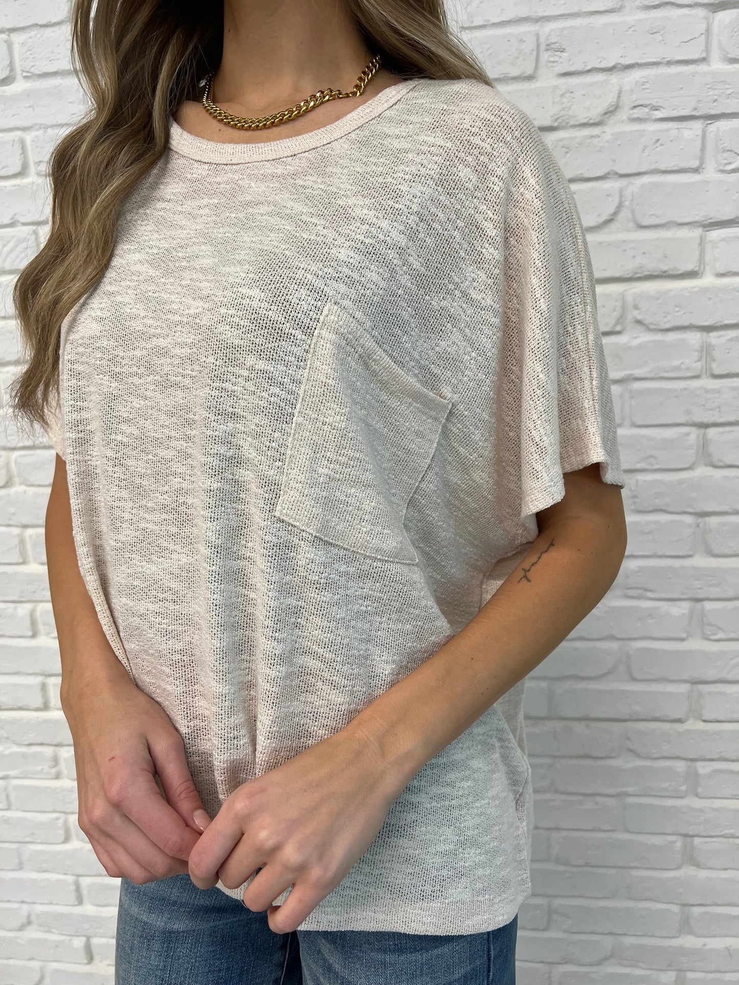 Zenana Basically Flowing Top in Sand Beige