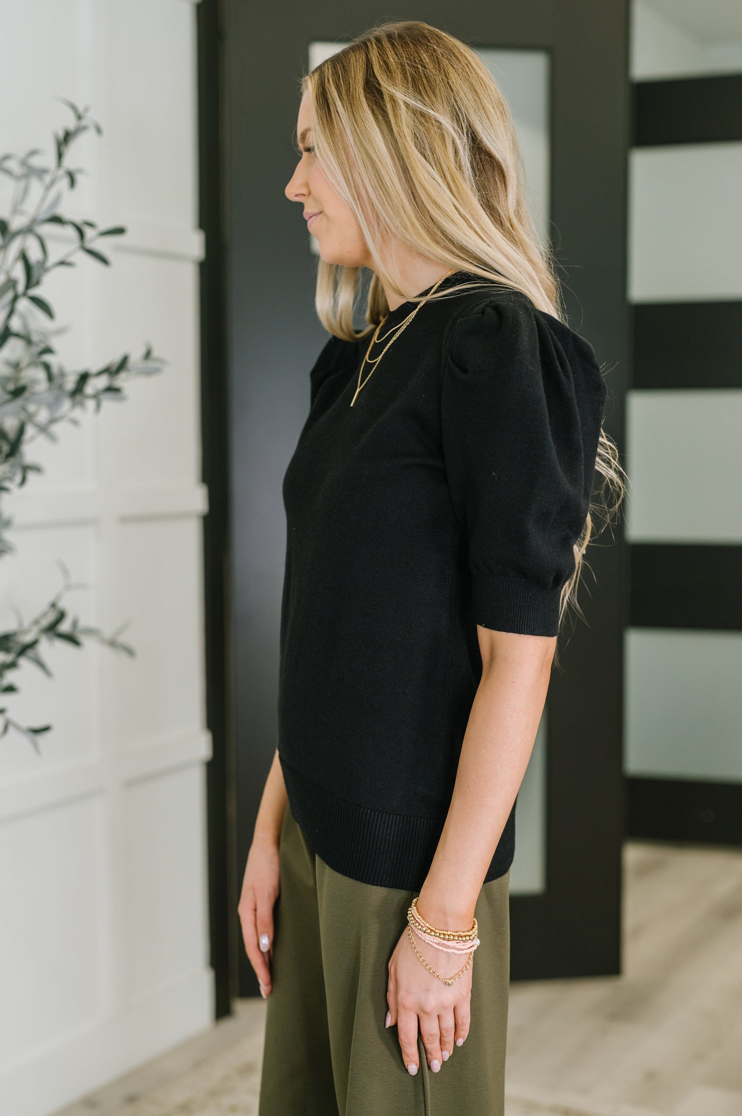 Zenana Puff Sleeve Blouse in Black