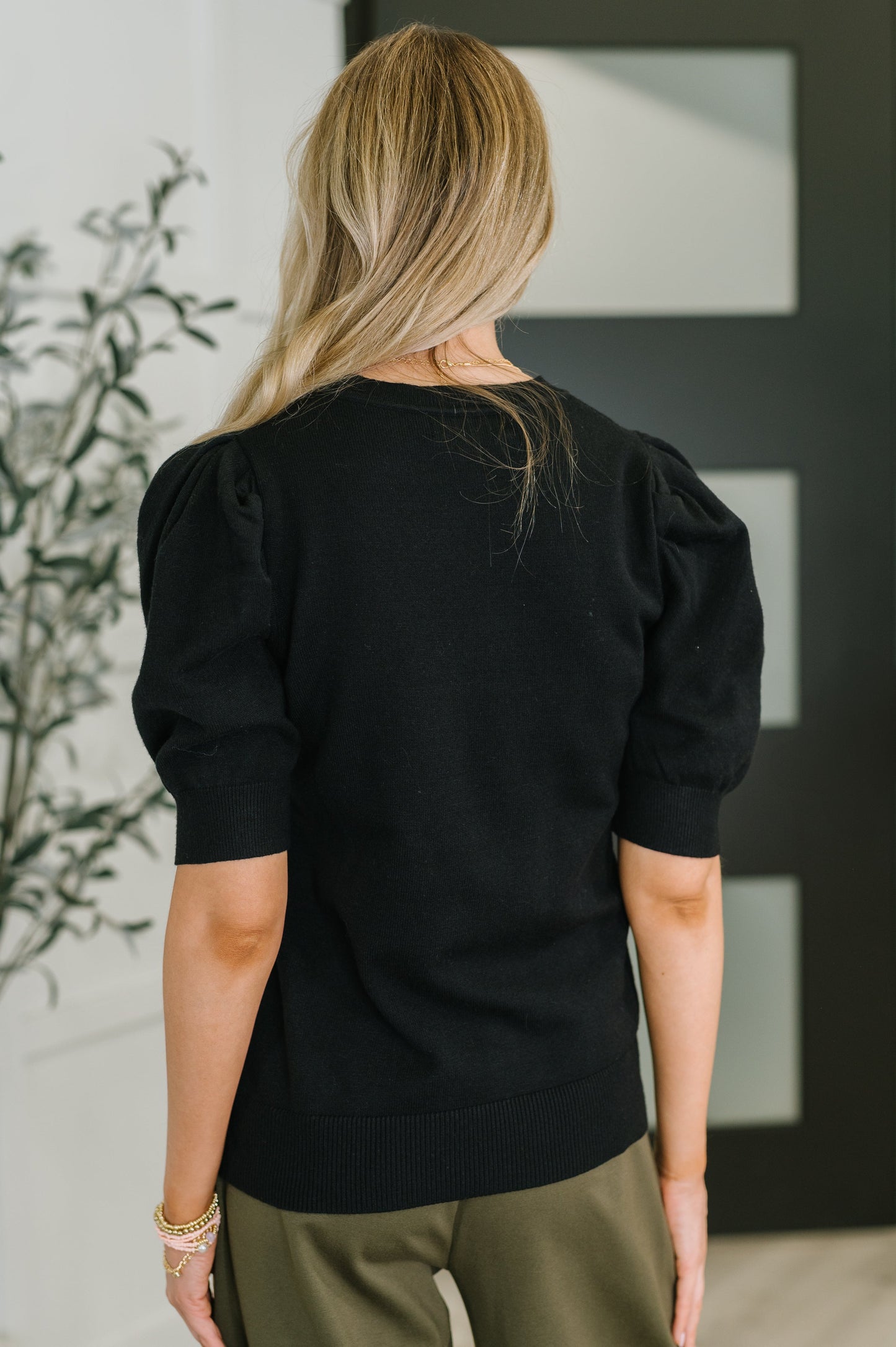 Zenana Puff Sleeve Blouse in Black