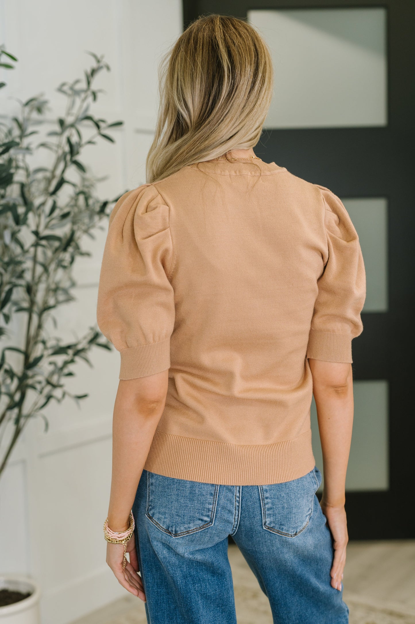 Zenana Puff Sleeve Blouse in Brush