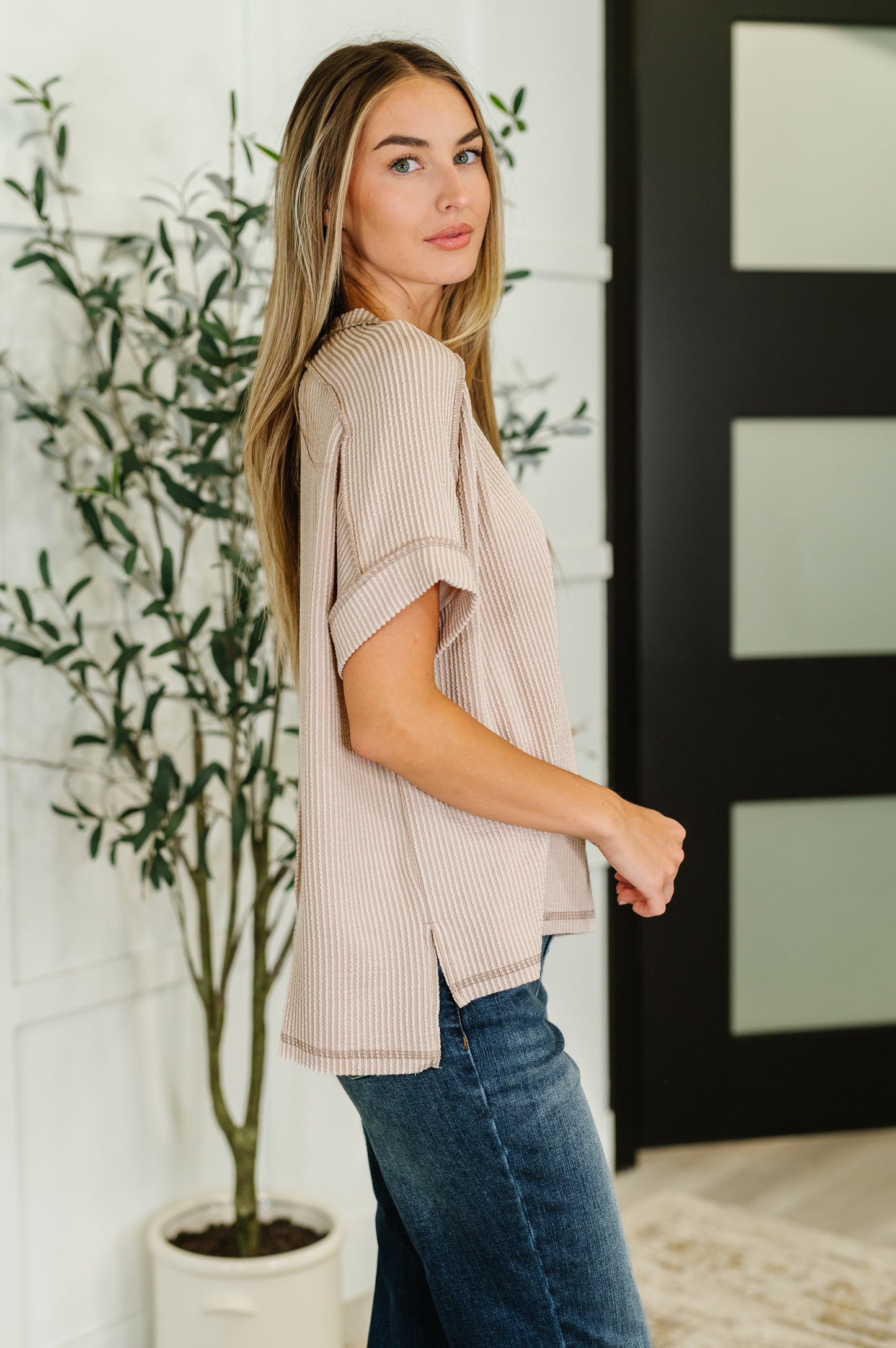 Zenana Cable Ribbed Knit Top in Ash Mocha