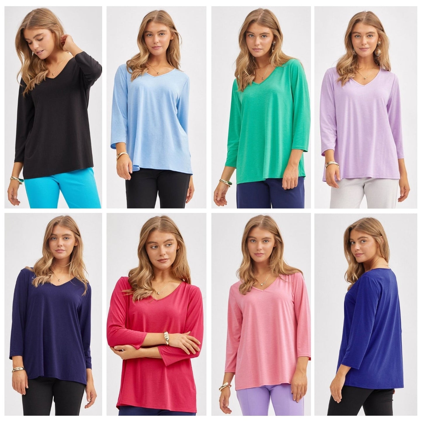 Classic V-Neck Top - 8 color options
