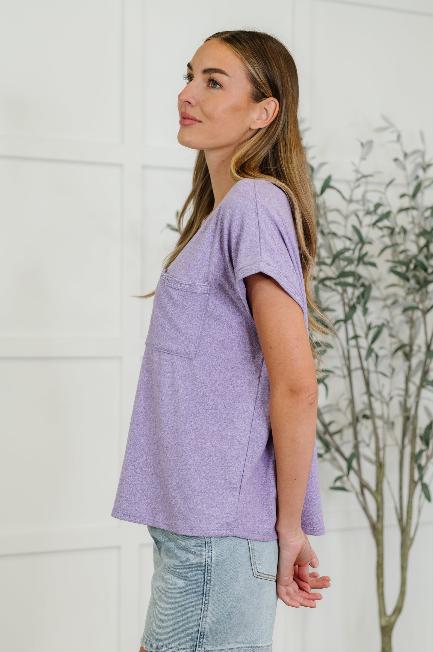Zenana Heathered Basic Tee in Lavender