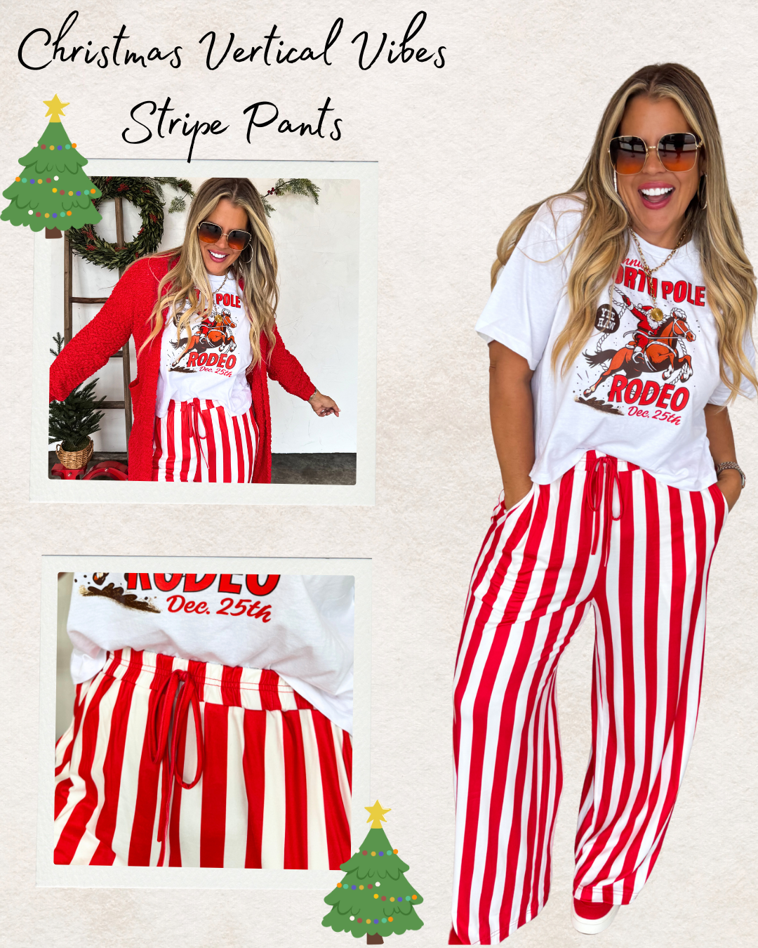 Pre Order: Christmas Vertical Lines Stripe Pants