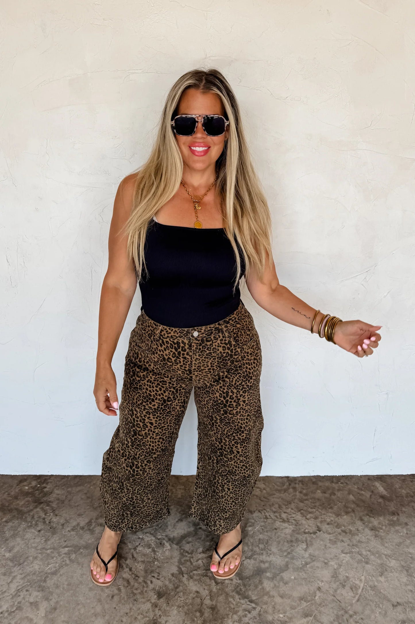 Pre Order: Bex Cheetah Barrel Jean (stretchy)