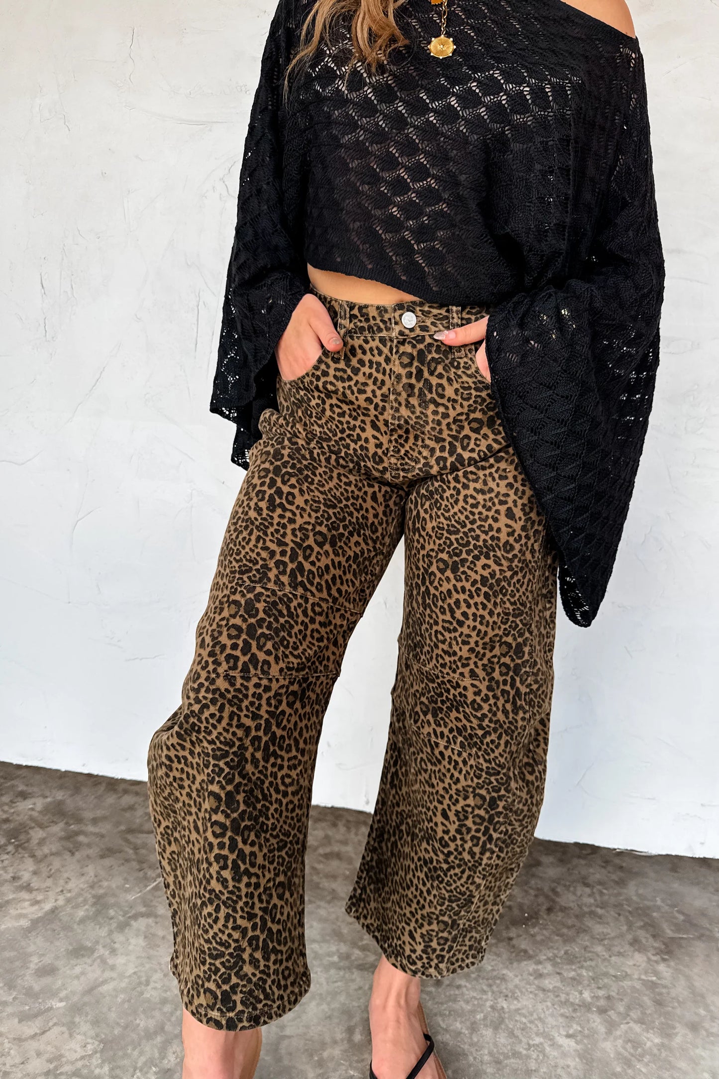 Pre Order: Bex Cheetah Barrel Jean (stretchy)