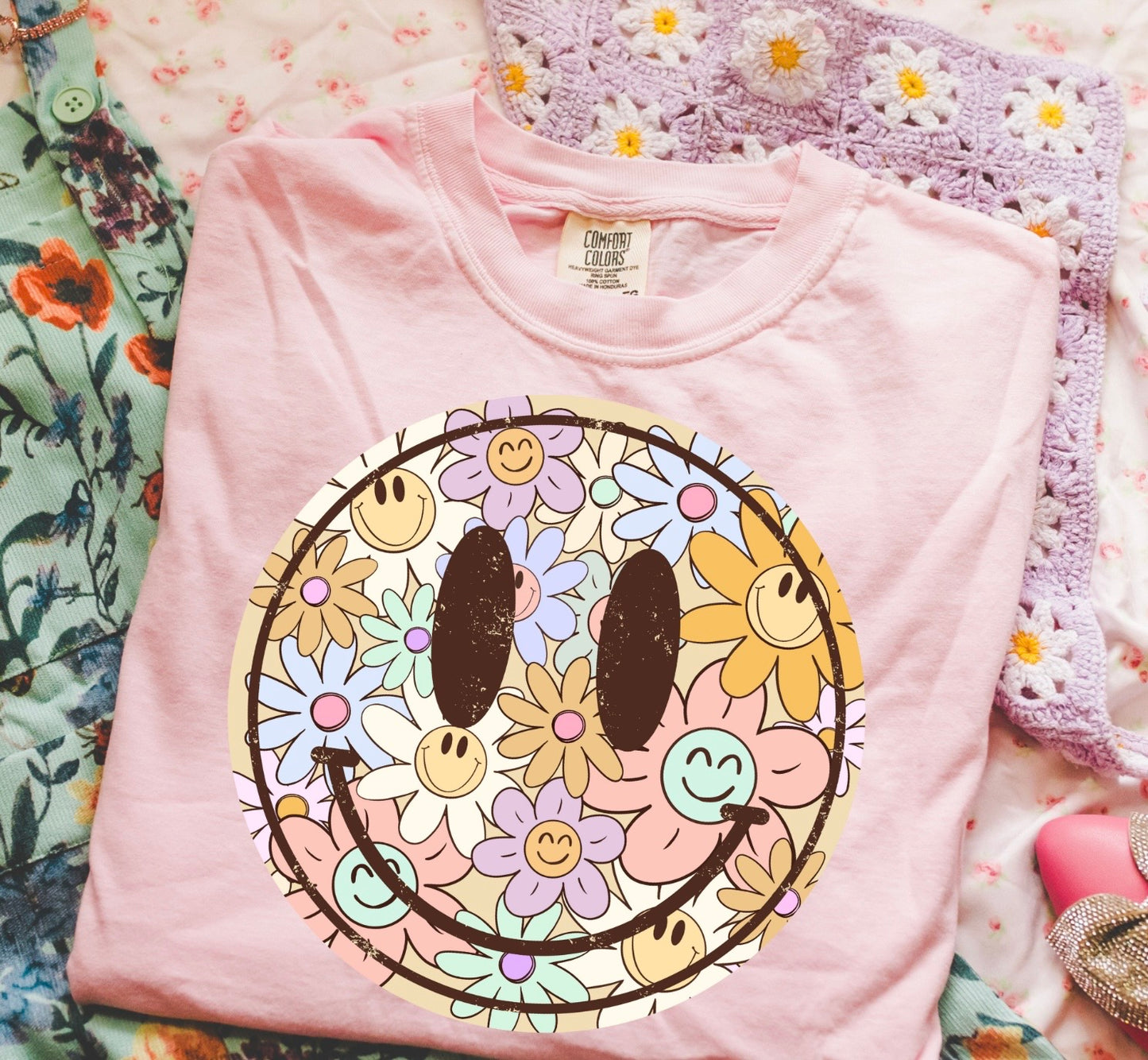 Flower Power Smile Graphic Tee or Sweatshirt