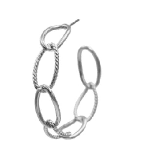 Silver Brass Open Hoop Earring