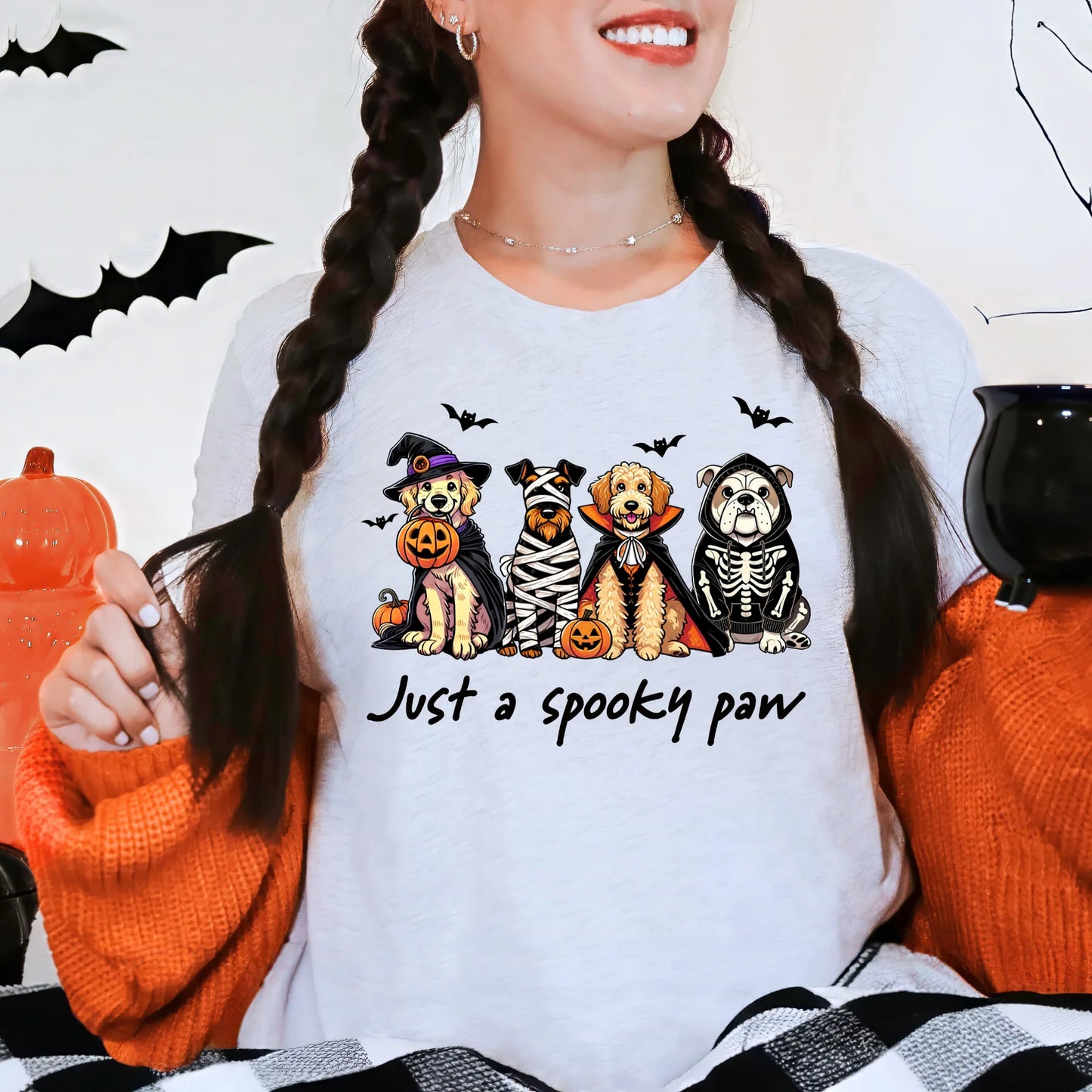 Dog Spooky Paw Graphic Tee or Sweatshirt - 4 color options