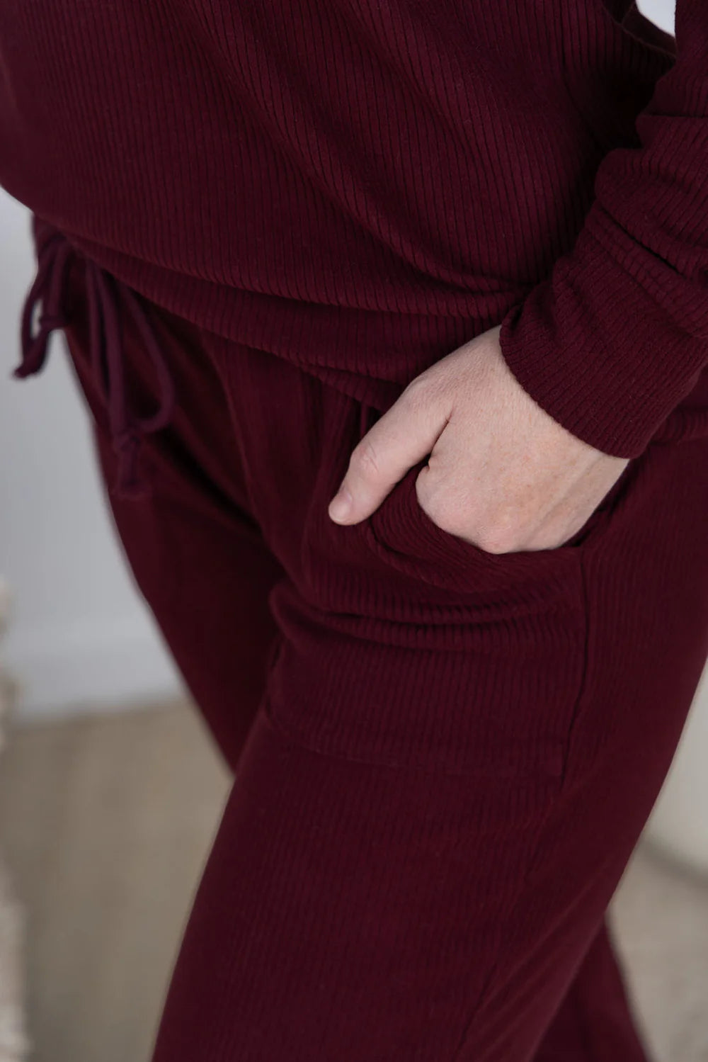 Burgundy Ribbed Joggeres