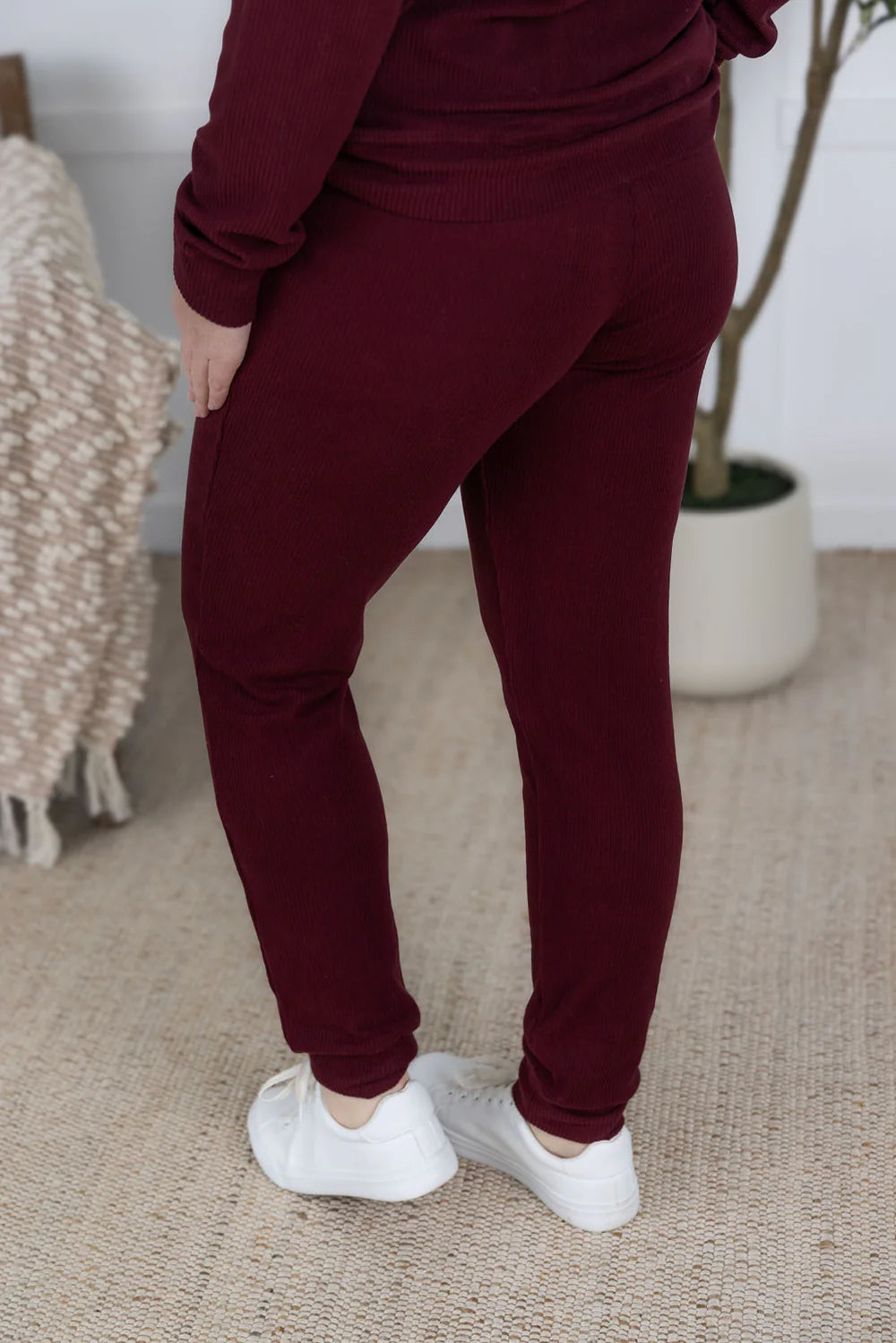 Burgundy Ribbed Joggeres