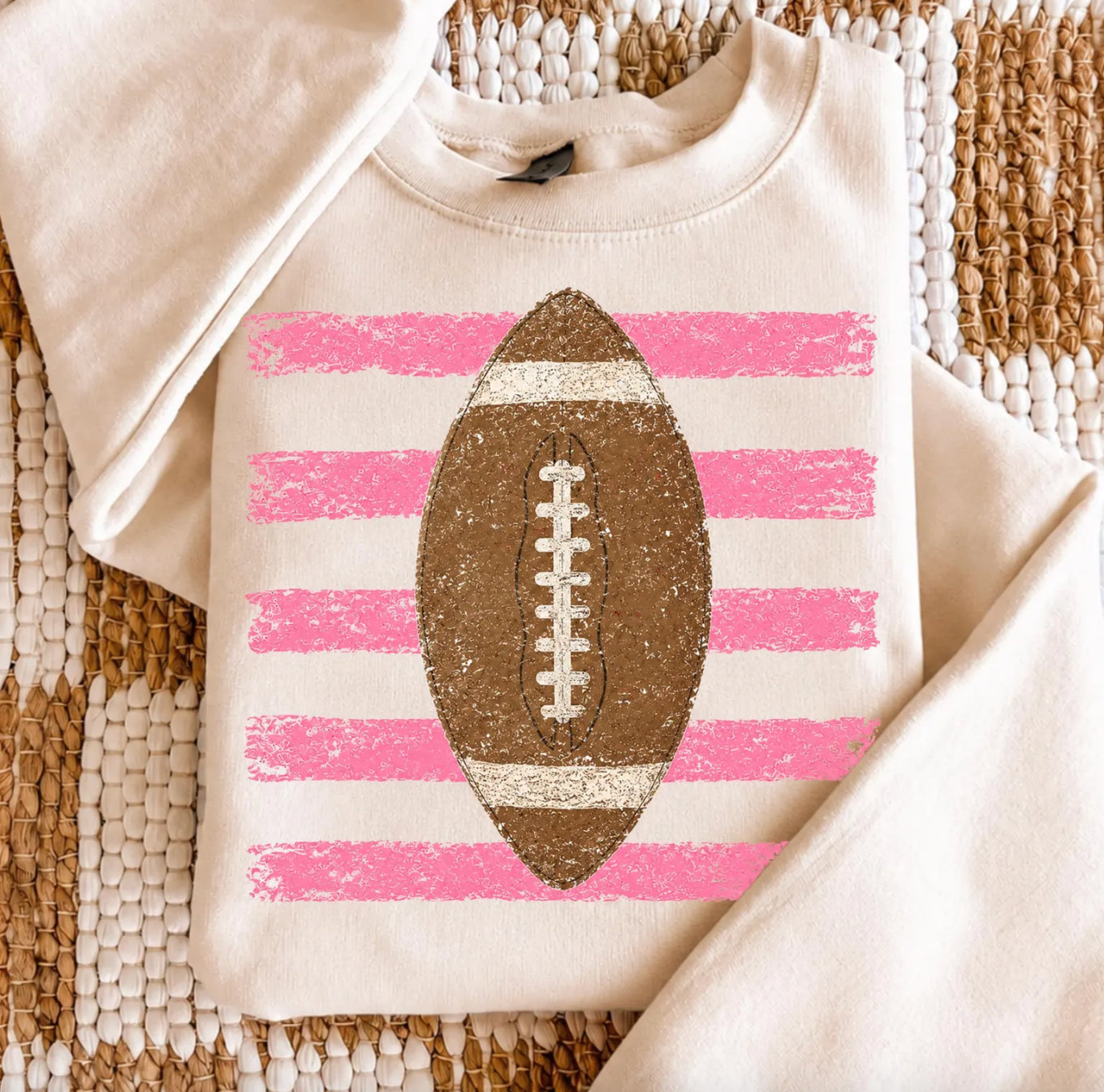 Pink Stripe Football Design Graphic Tee or Sweatshirt