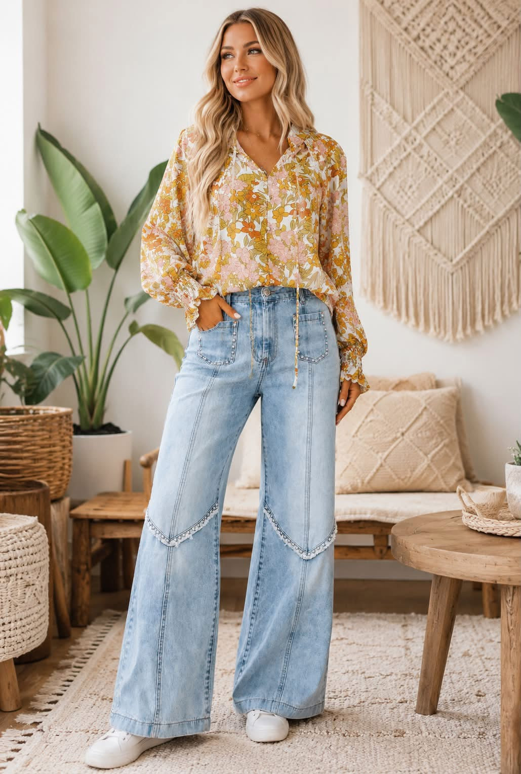 PRE ORDER - Yellow Floral Smocked Blouse