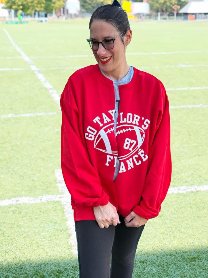 Go Taylor’s Fiancée Graphic Tee or Cut Cardi Sweatshirt