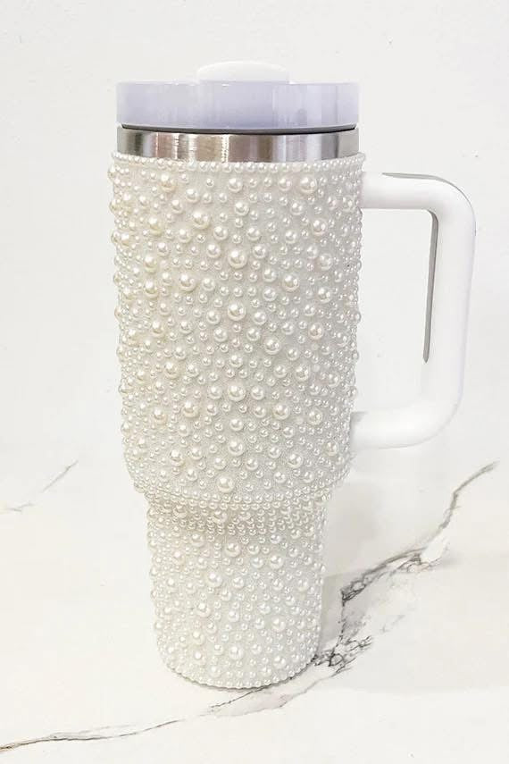 40 oz. White Pearl Stainless Steel Tumbler