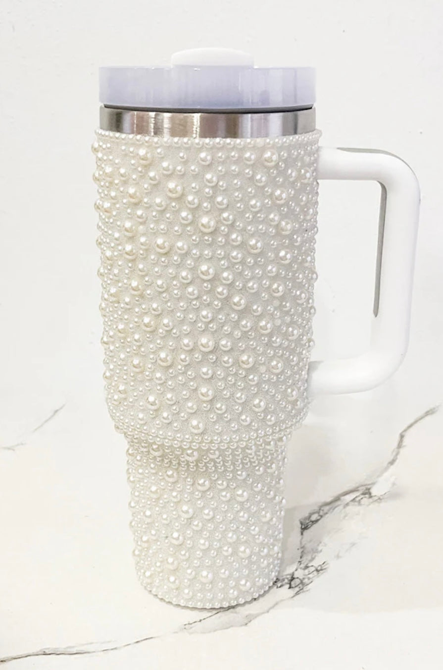 40 oz. White Pearl Stainless Steel Tumbler