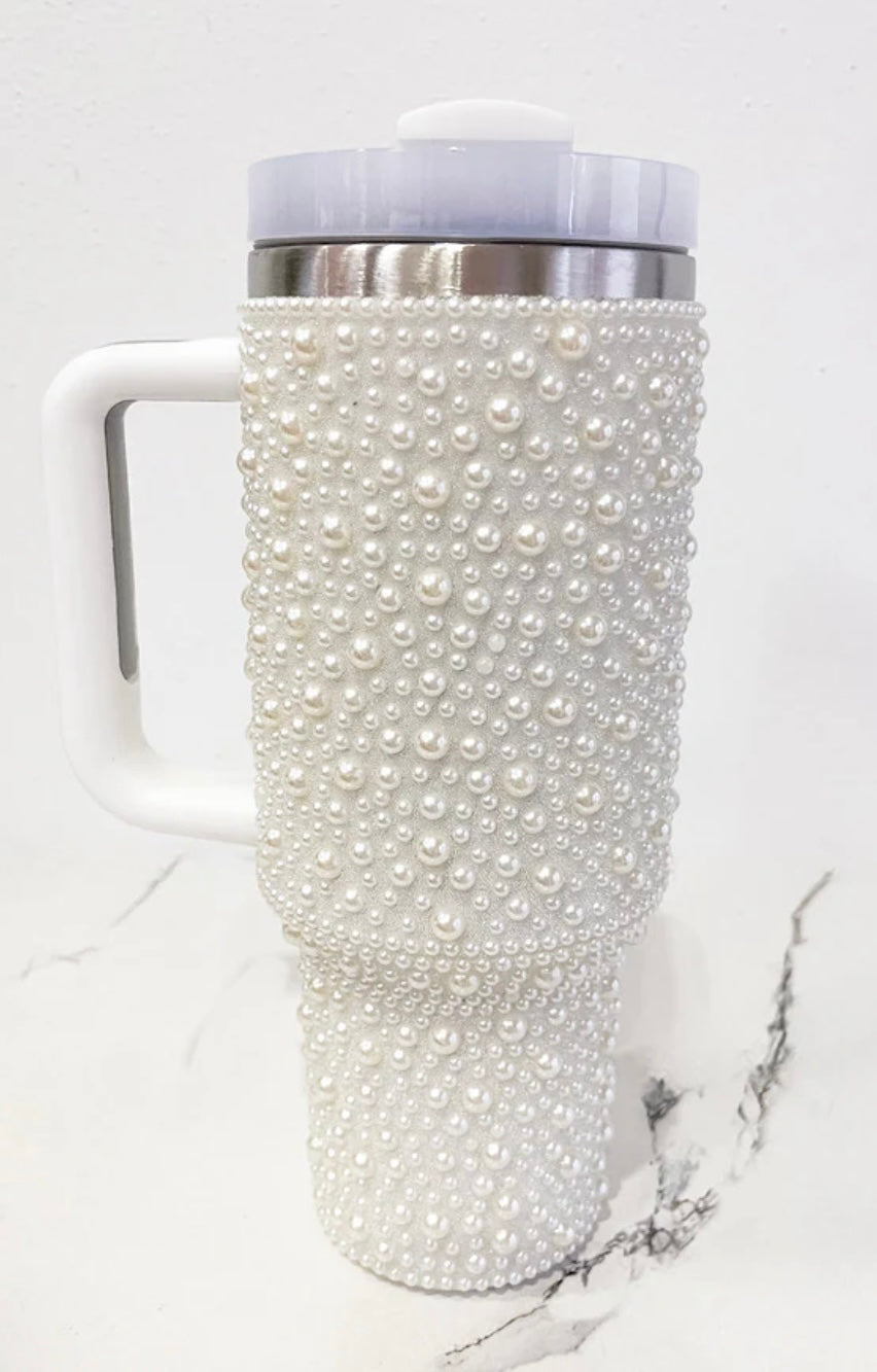 40 oz. White Pearl Stainless Steel Tumbler