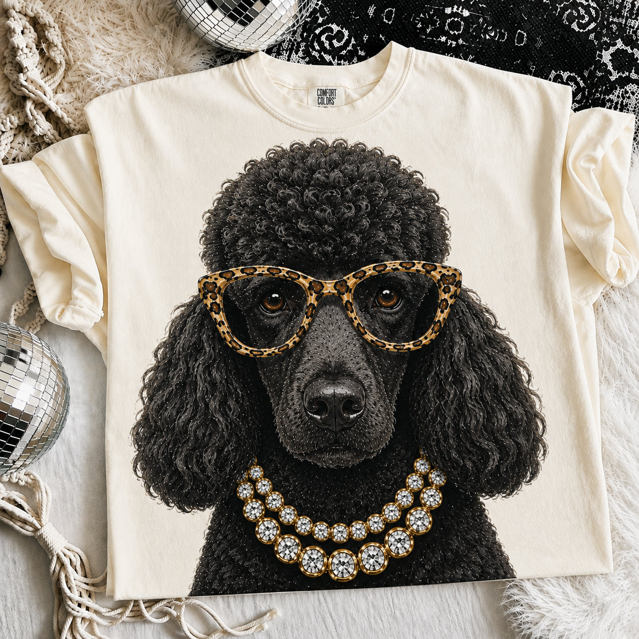 Ivory Boujee Black Poodle Graphic Tee or Sweatshirt