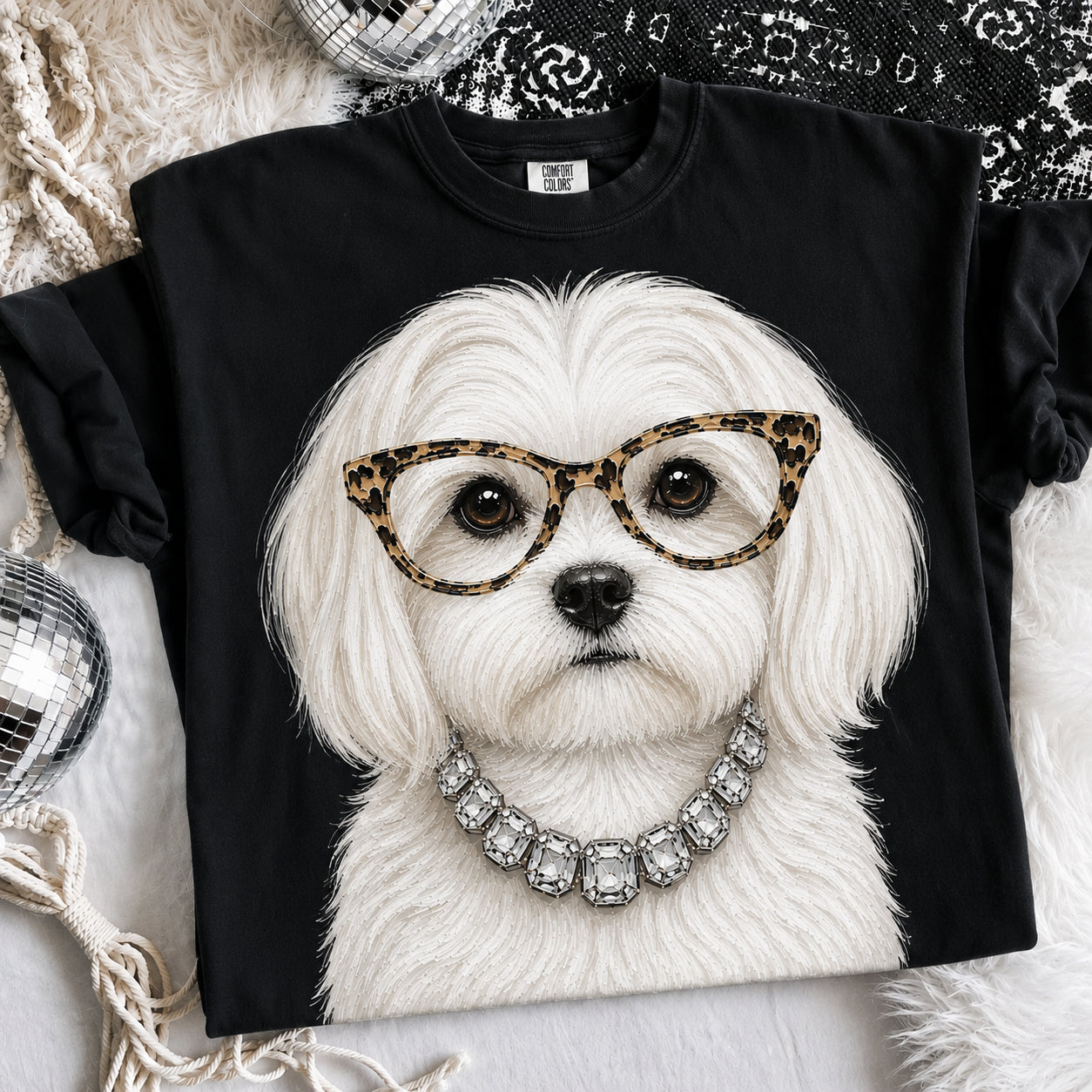 Black Boujee Maltese Graphic Tee or Sweatshirt