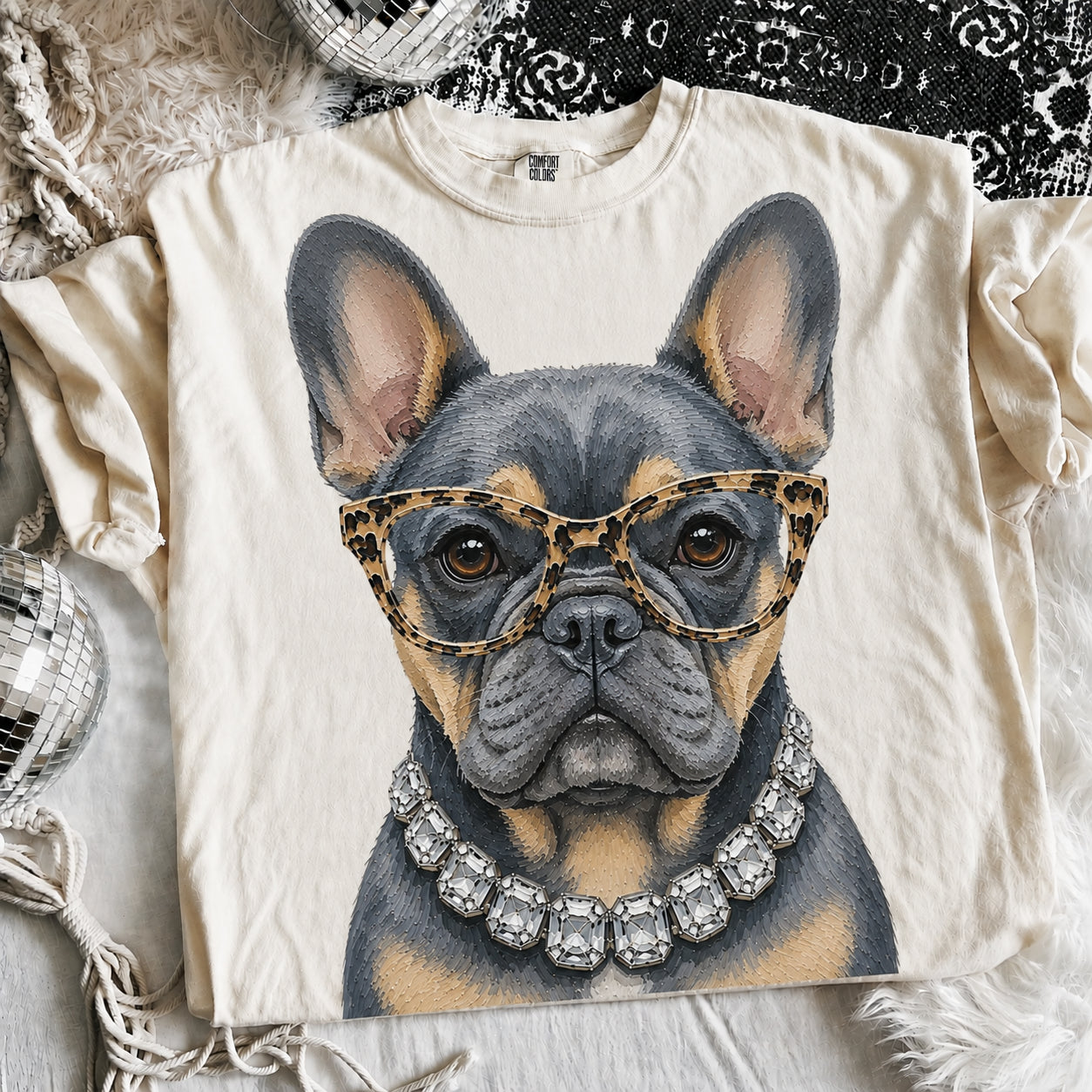 Ivory Boujee Blue Frenchie Graphic Tee or Sweatshirt