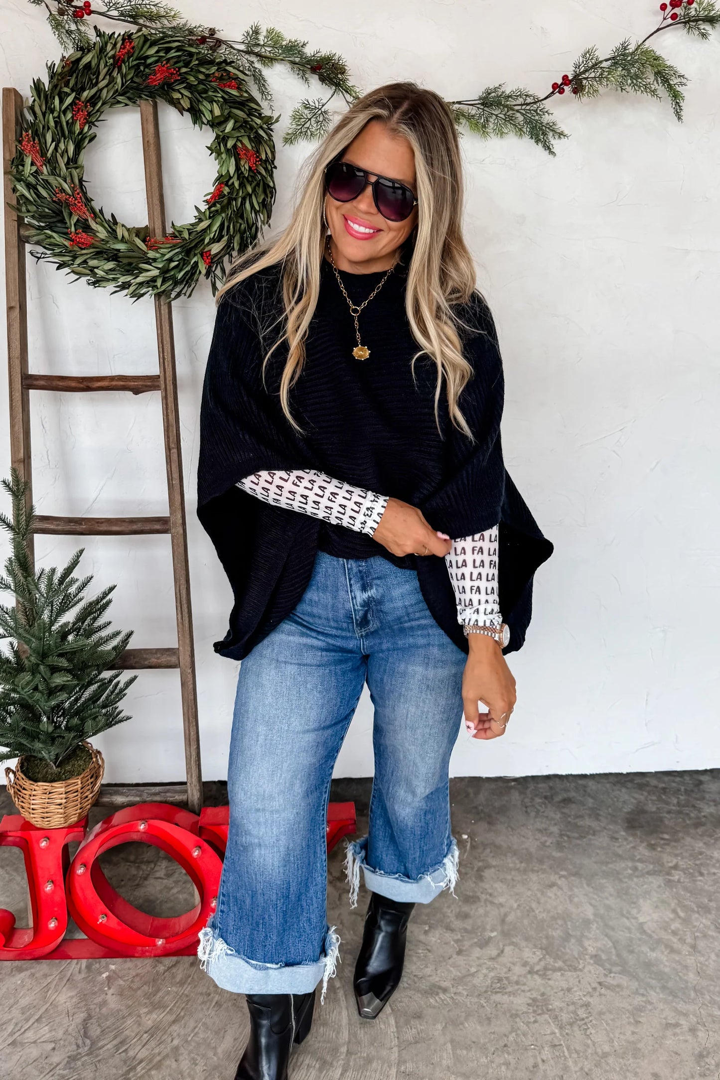 Pre Order: Christmas Meg Pullover Poncho