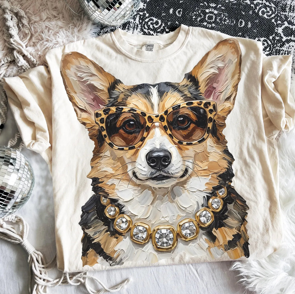 Ivory Boujee Corgi Graphic Tee or Sweatshirt