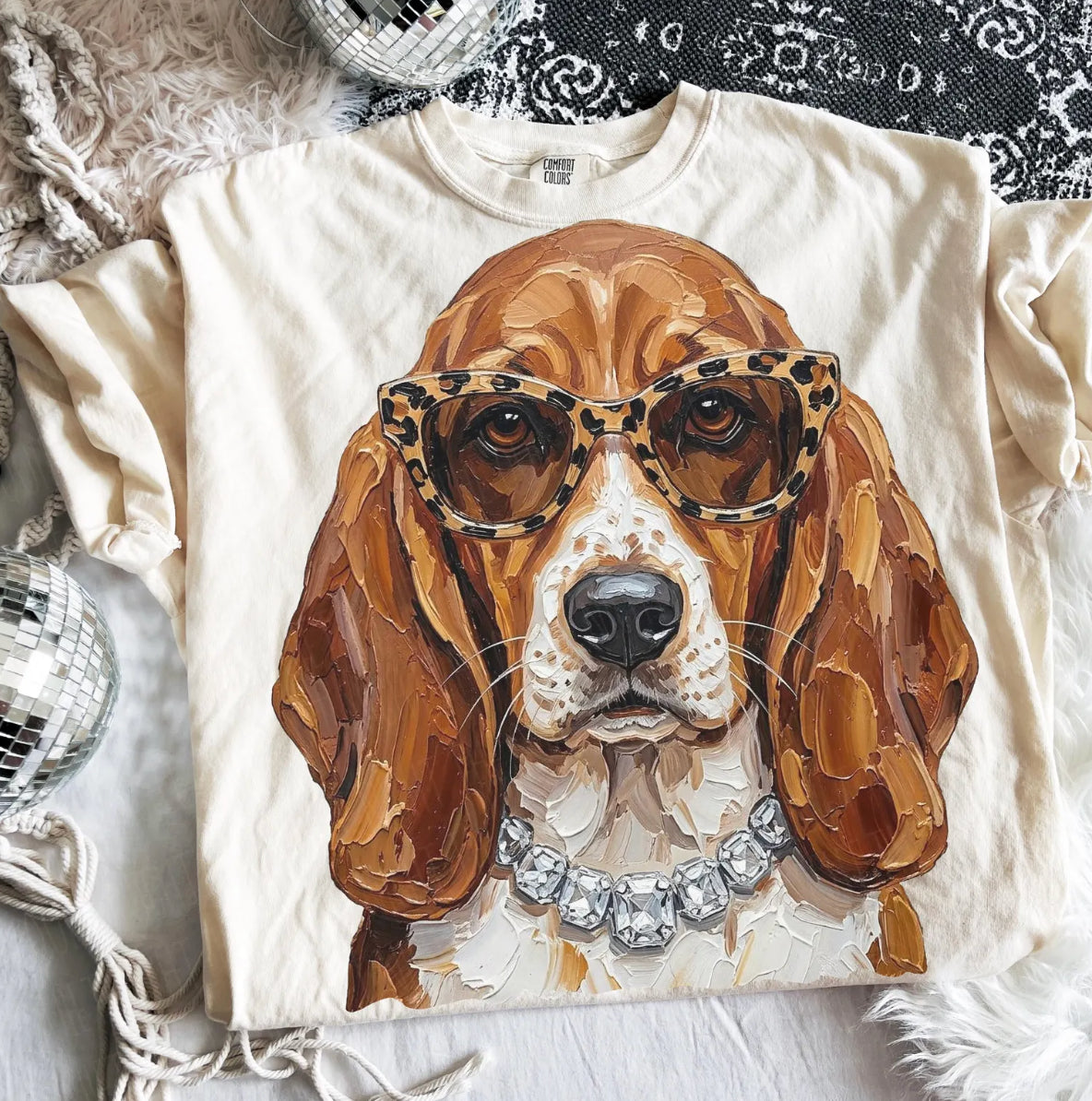 Ivory Boujee Basset Hound Graphic Tee or Sweatshirt