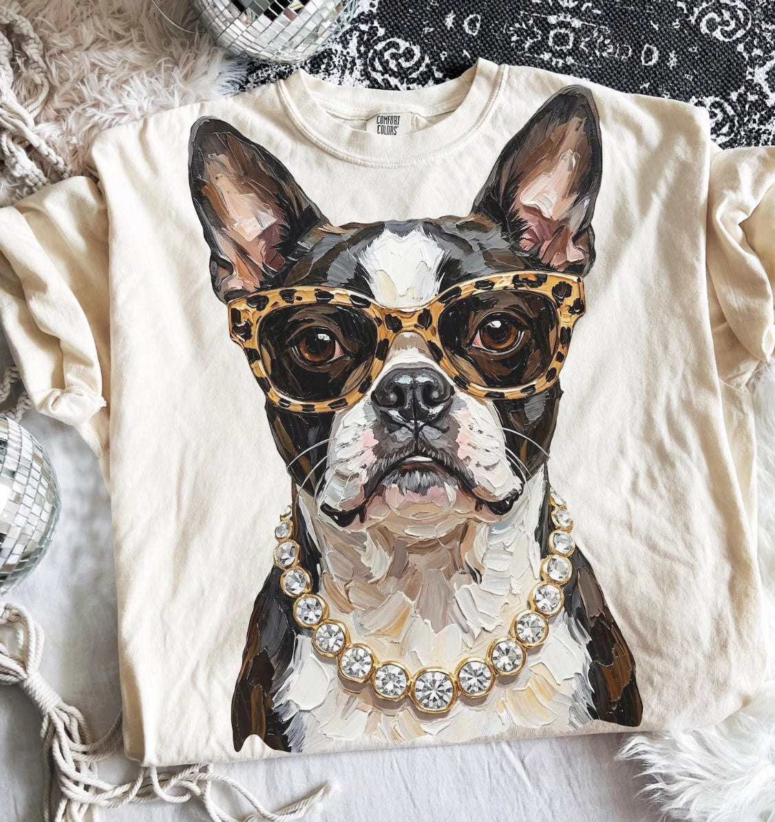 Ivory Boujee Boston Terrier Graphic Tee or Sweatshirt