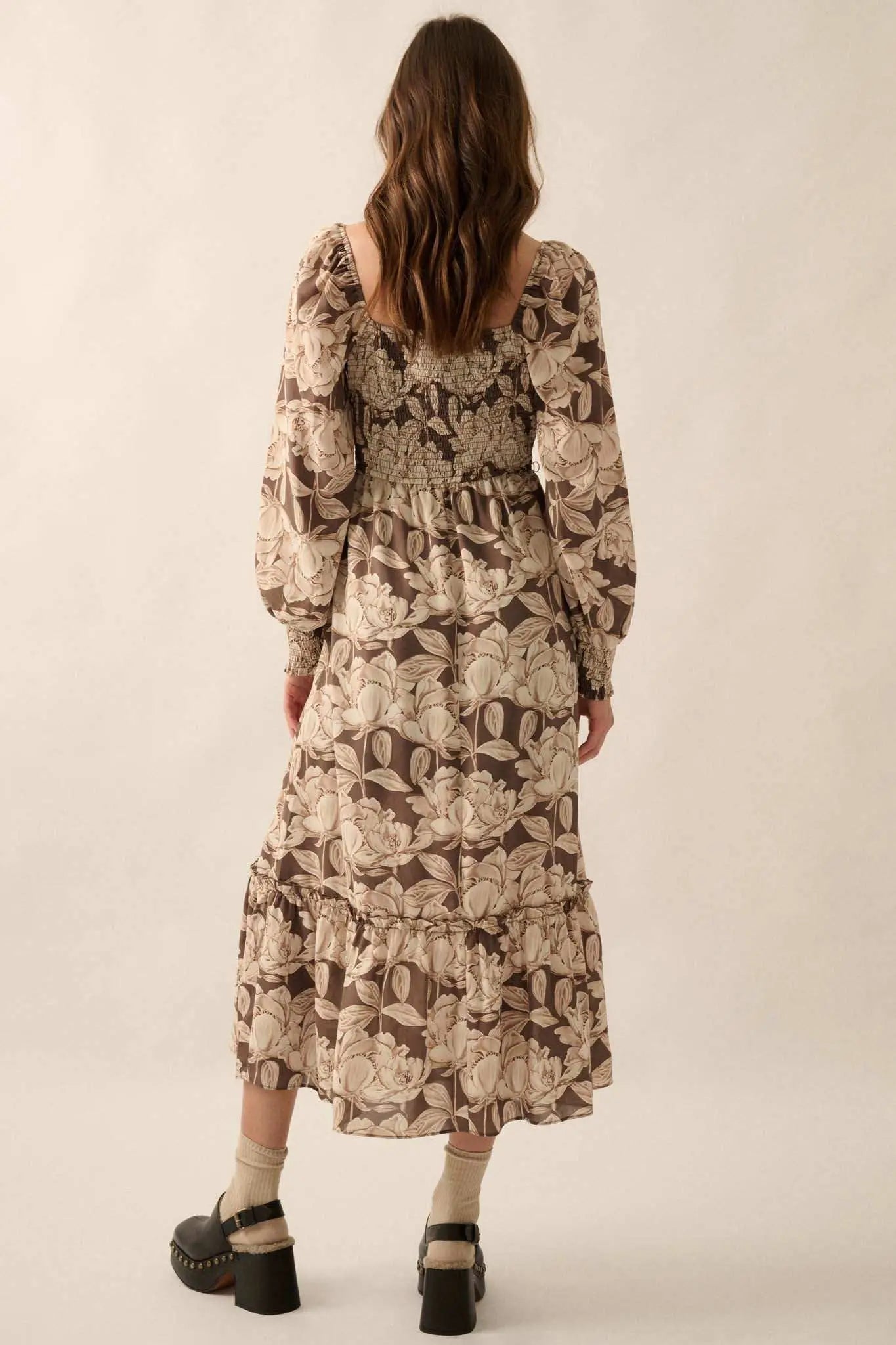 Floral Smocked Midi Dress