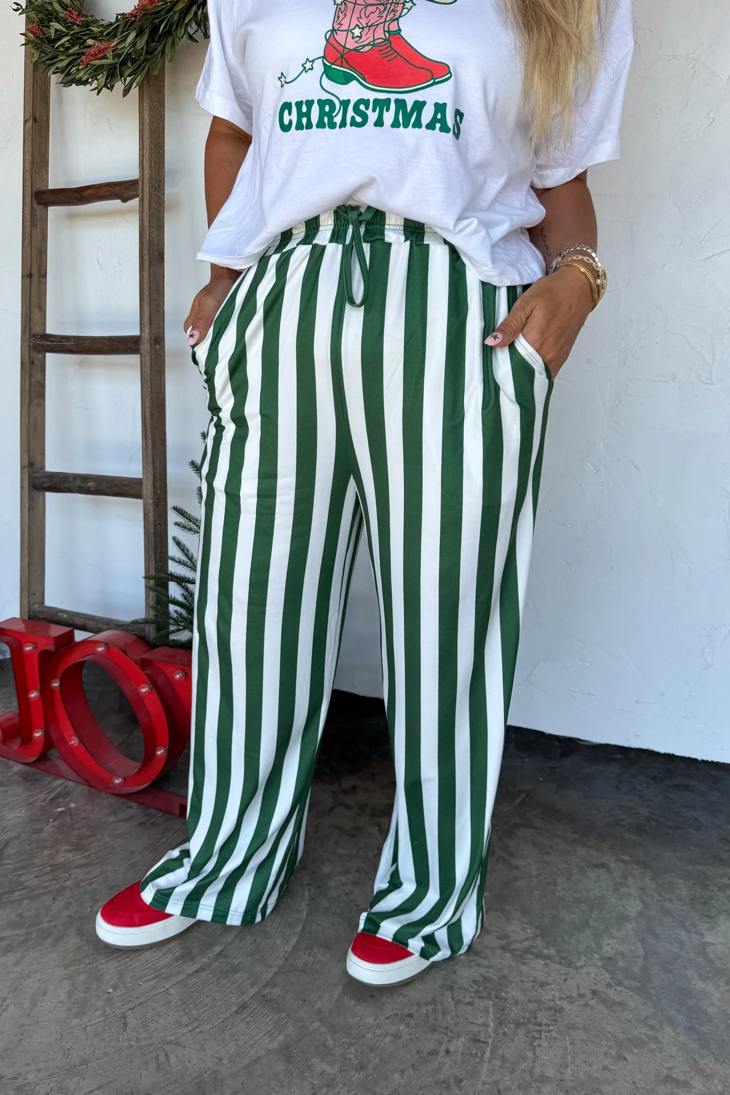 Pre Order: Christmas Vertical Lines Stripe Pants