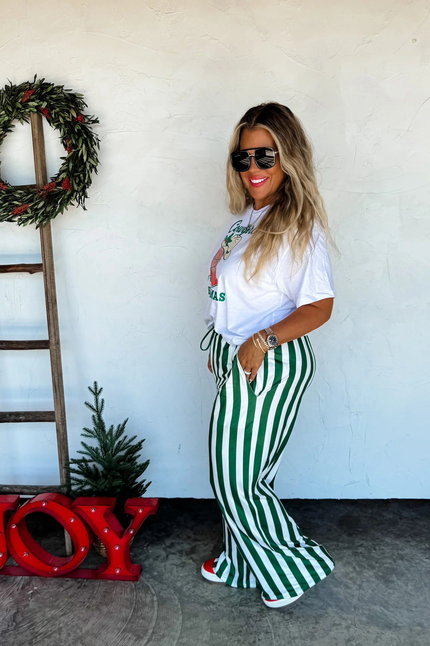 Pre Order: Christmas Vertical Lines Stripe Pants