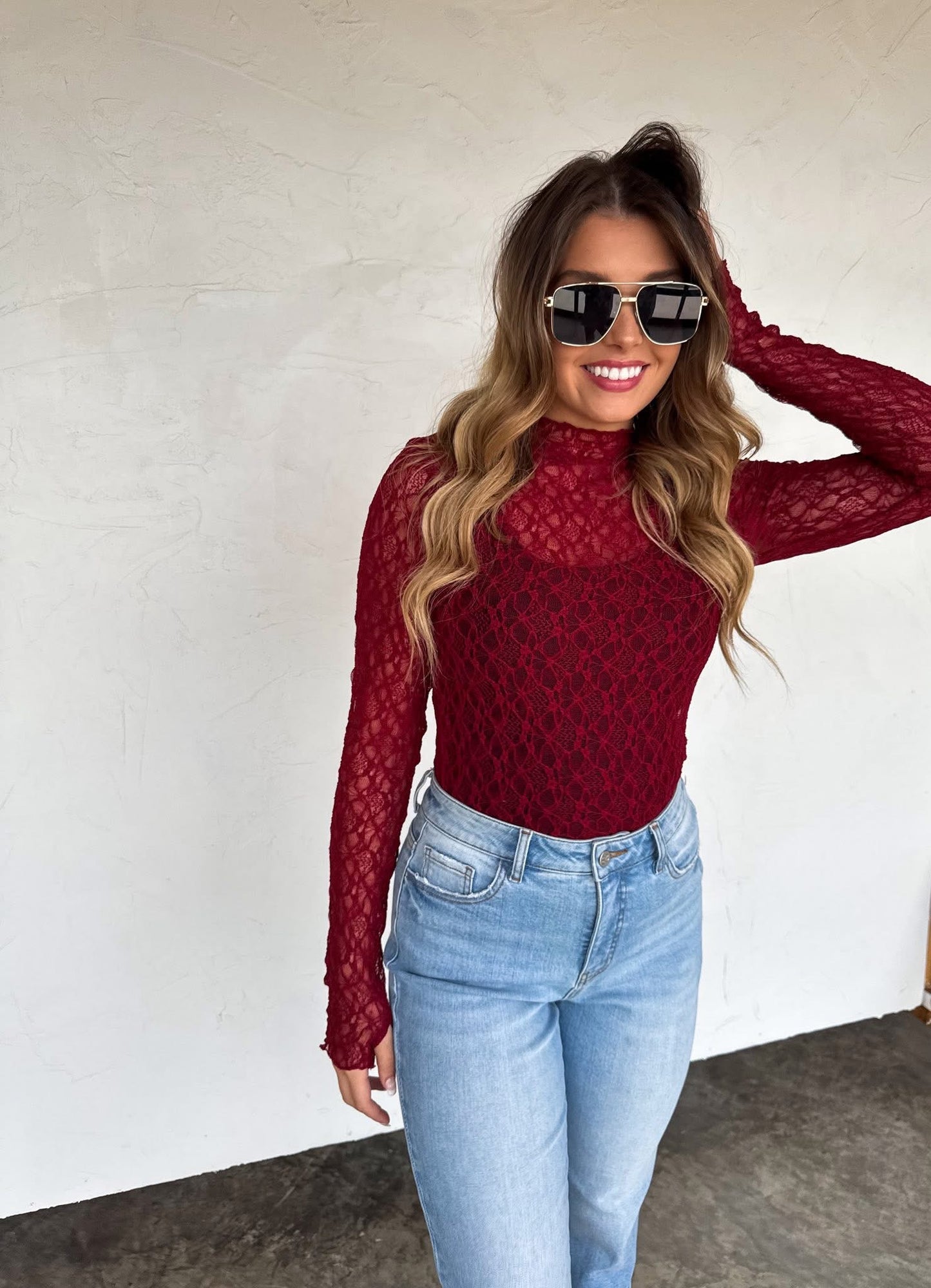 Pre Order: Jolie Lace Thumbhole Top