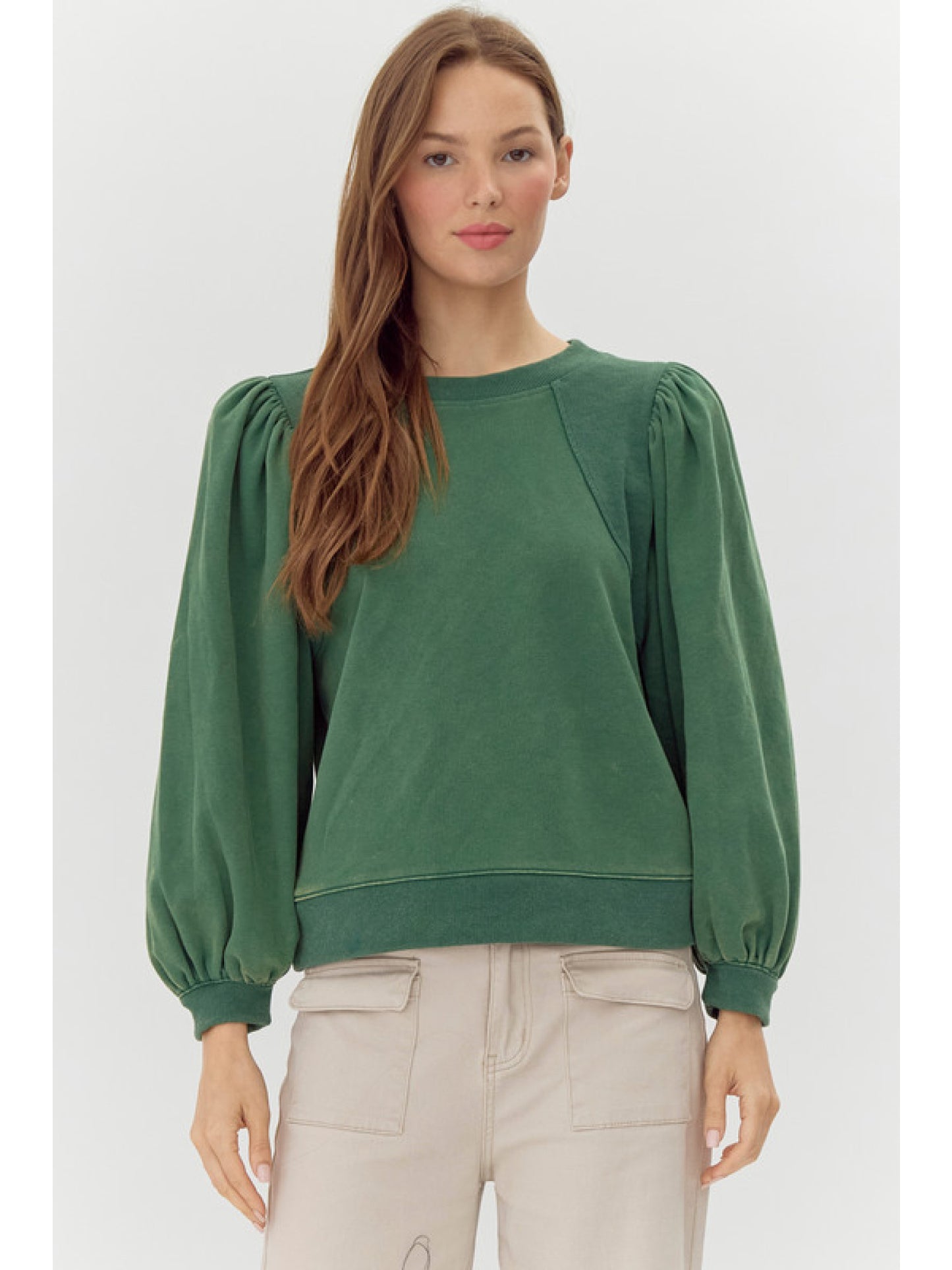 Hunter Green Cute & Cozy Washed Sweatshirt