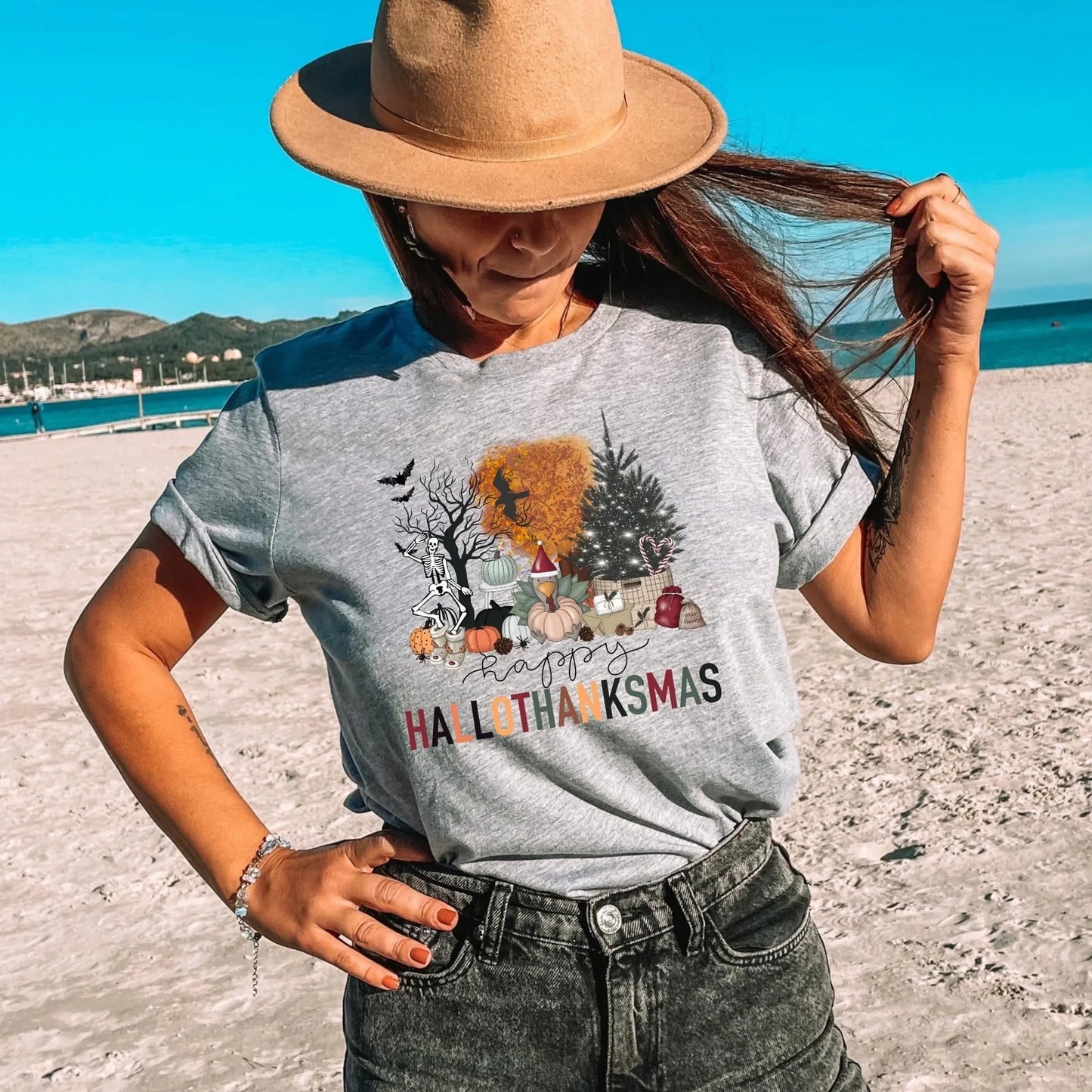 Happy Hallothanksmas Graphic Tee or Sweatshirt - 2 color options
