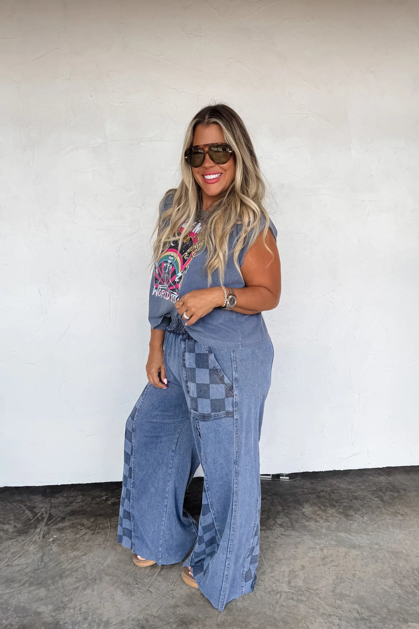 Pre Order: Groove on Checker Flare Pants