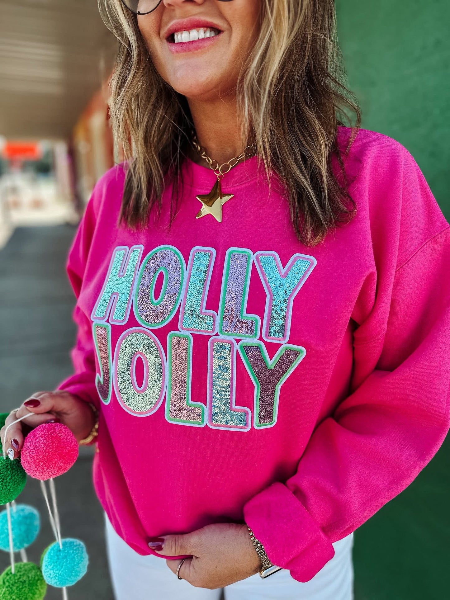 Holly Jolly Sequin Graphic Sweatshirt