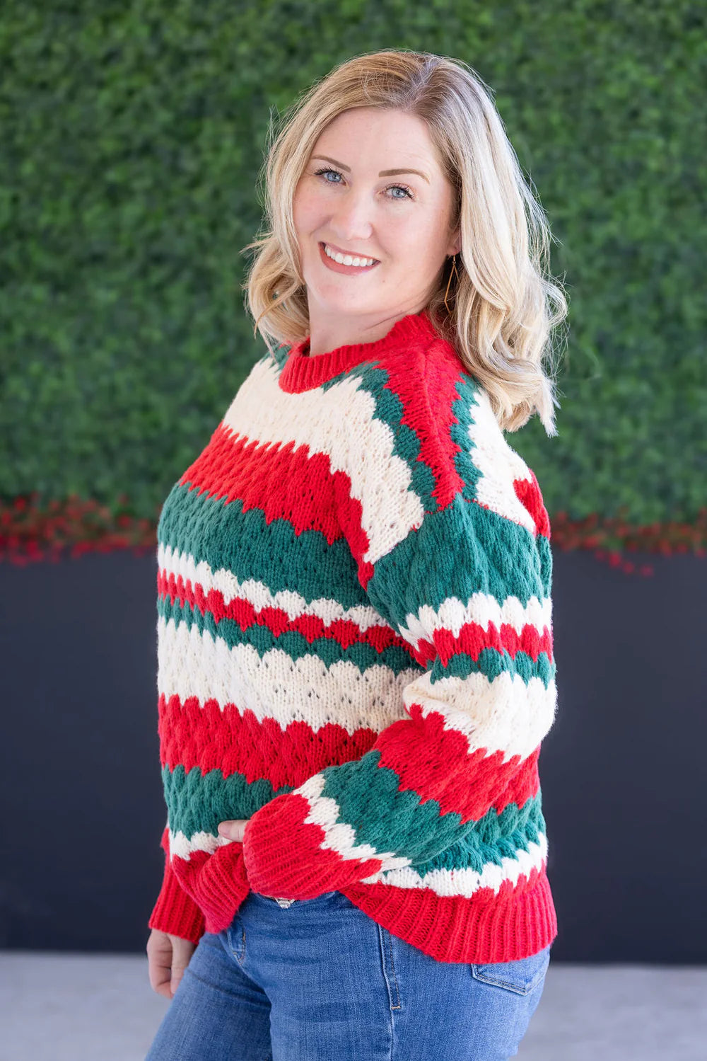 Christmas Stripes Knit Sweater - almost gone!