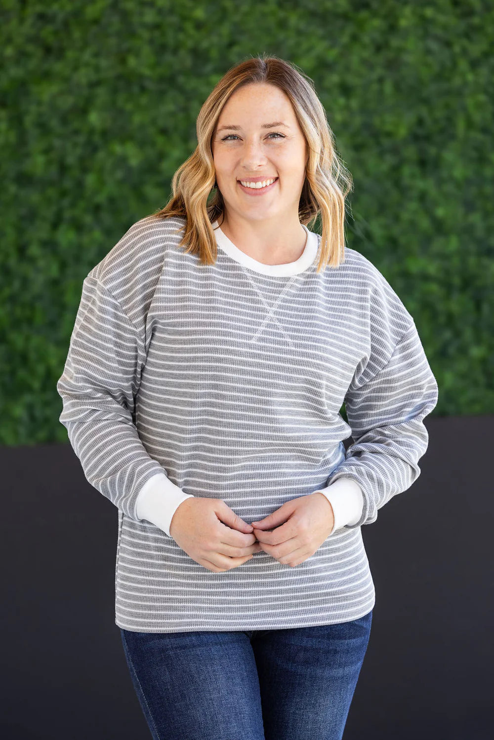 Lola Grey Striped Thermal Top