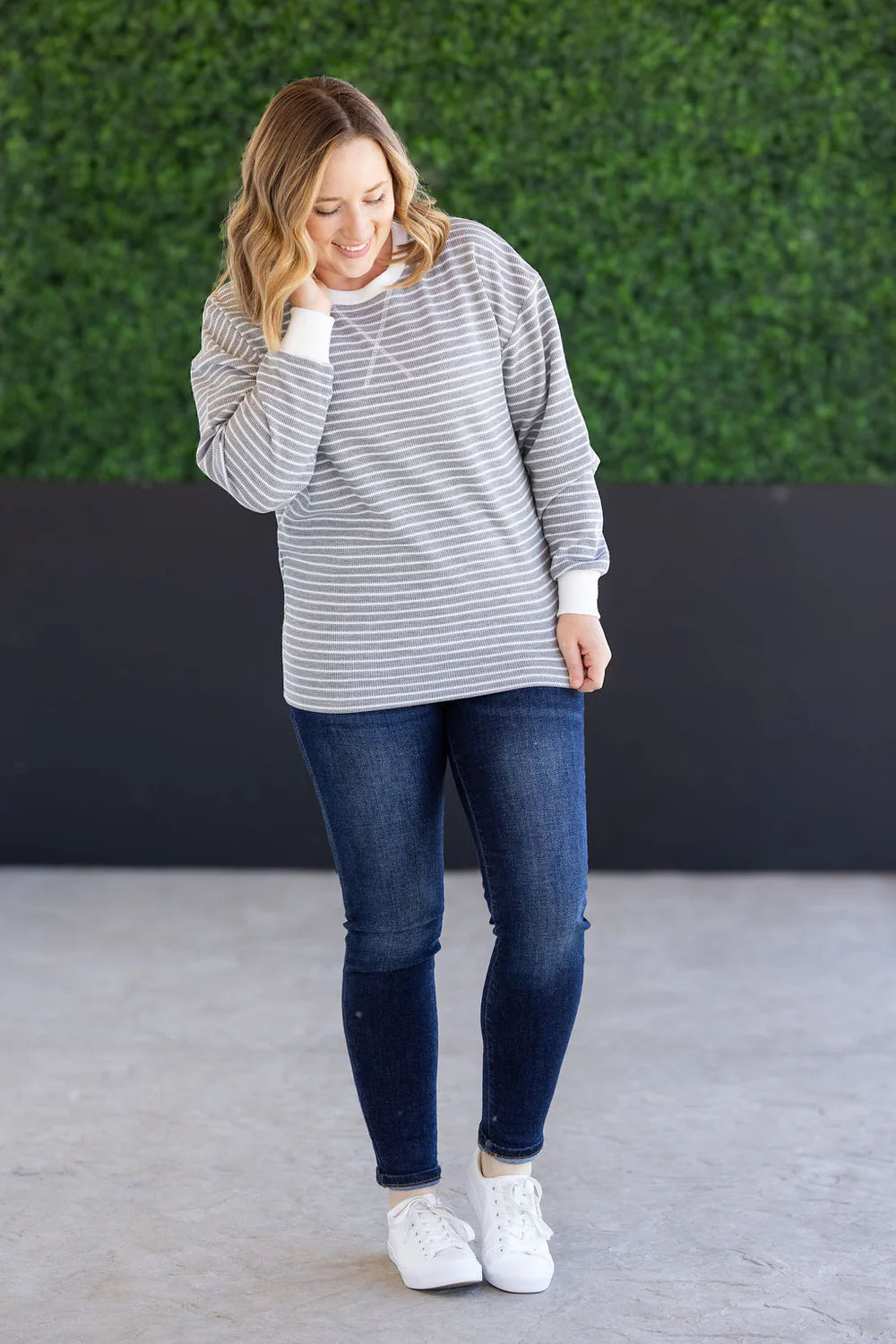 Lola Grey Striped Thermal Top