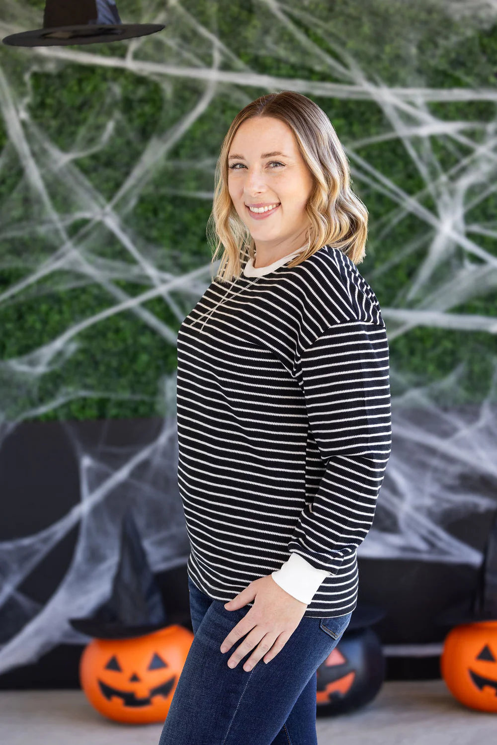 Lola Black Striped Thermal Top