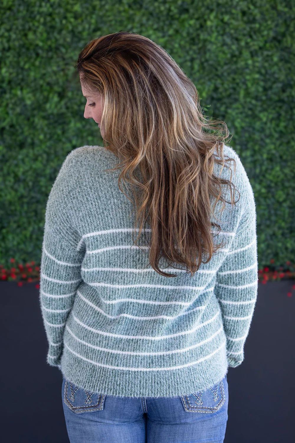 Green Cozy Striped Sweater