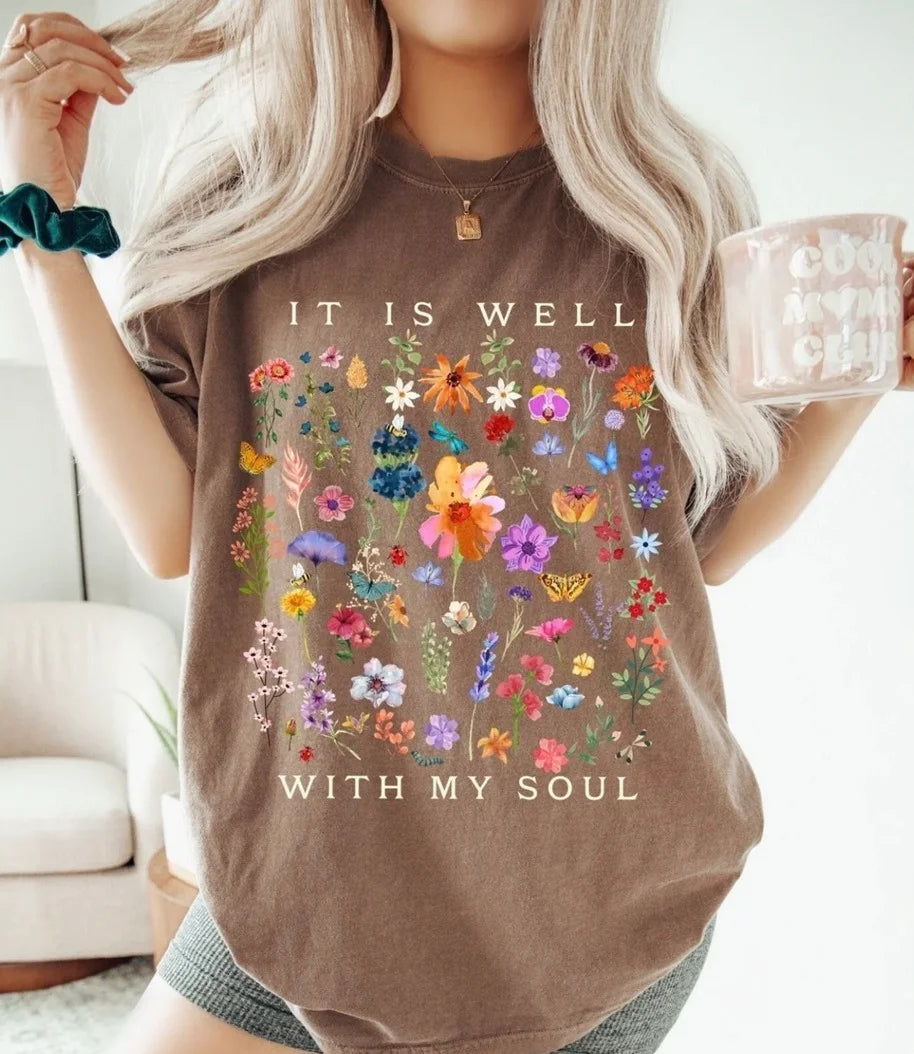 It Is Well With My Soul Wildflower Design Graphic Tee or Sweatshirt