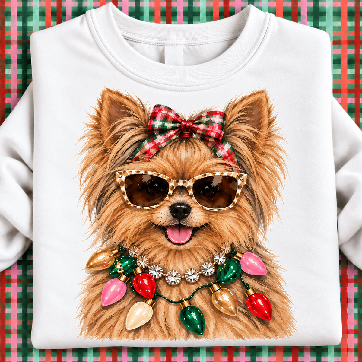 Holiday Boujee Yorkie Design Graphic Tee or Sweatshirt