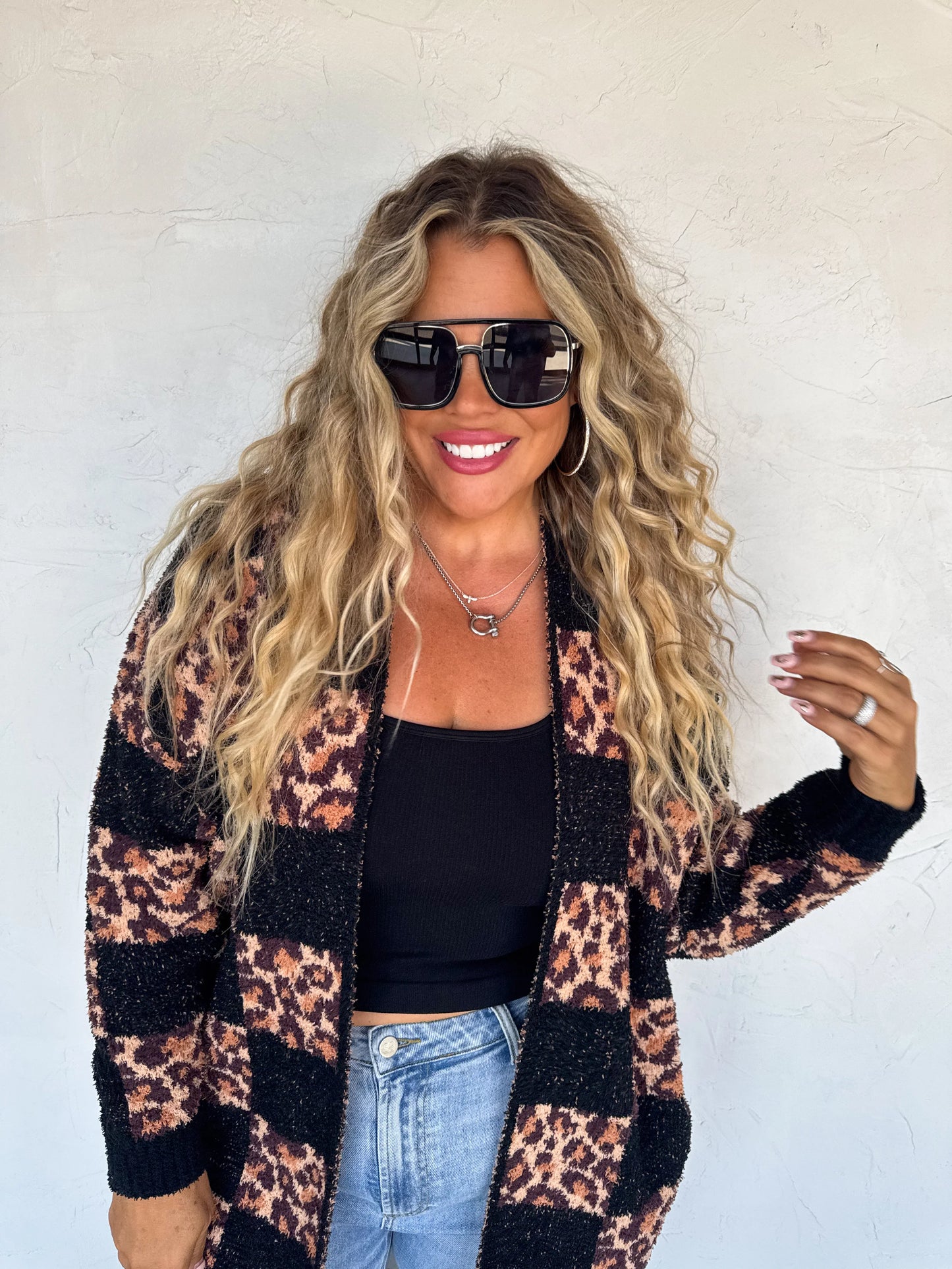 Pre Order - Checker Cheetah Cloud Cardigan