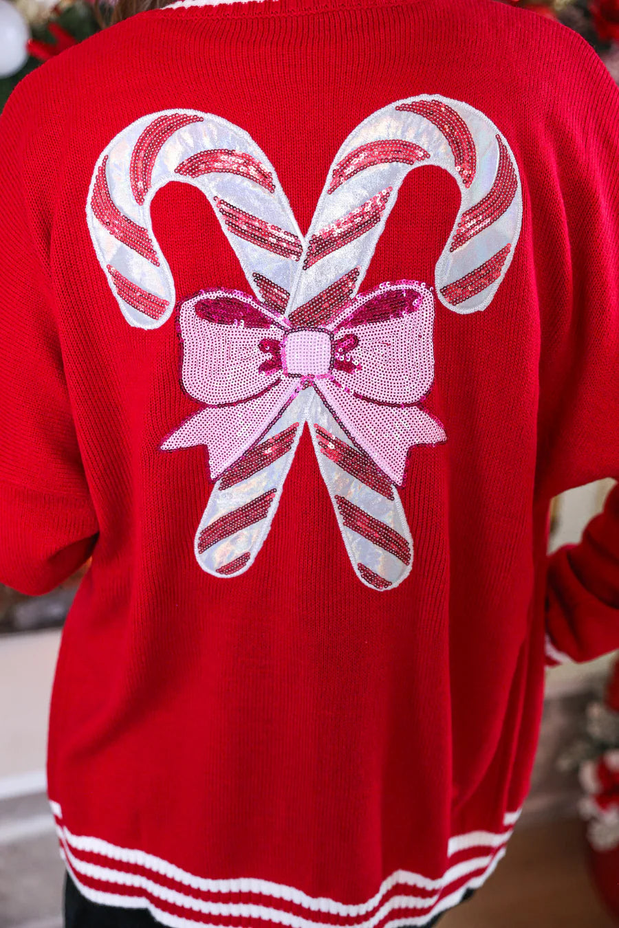 Candy Cane Long Cardigan