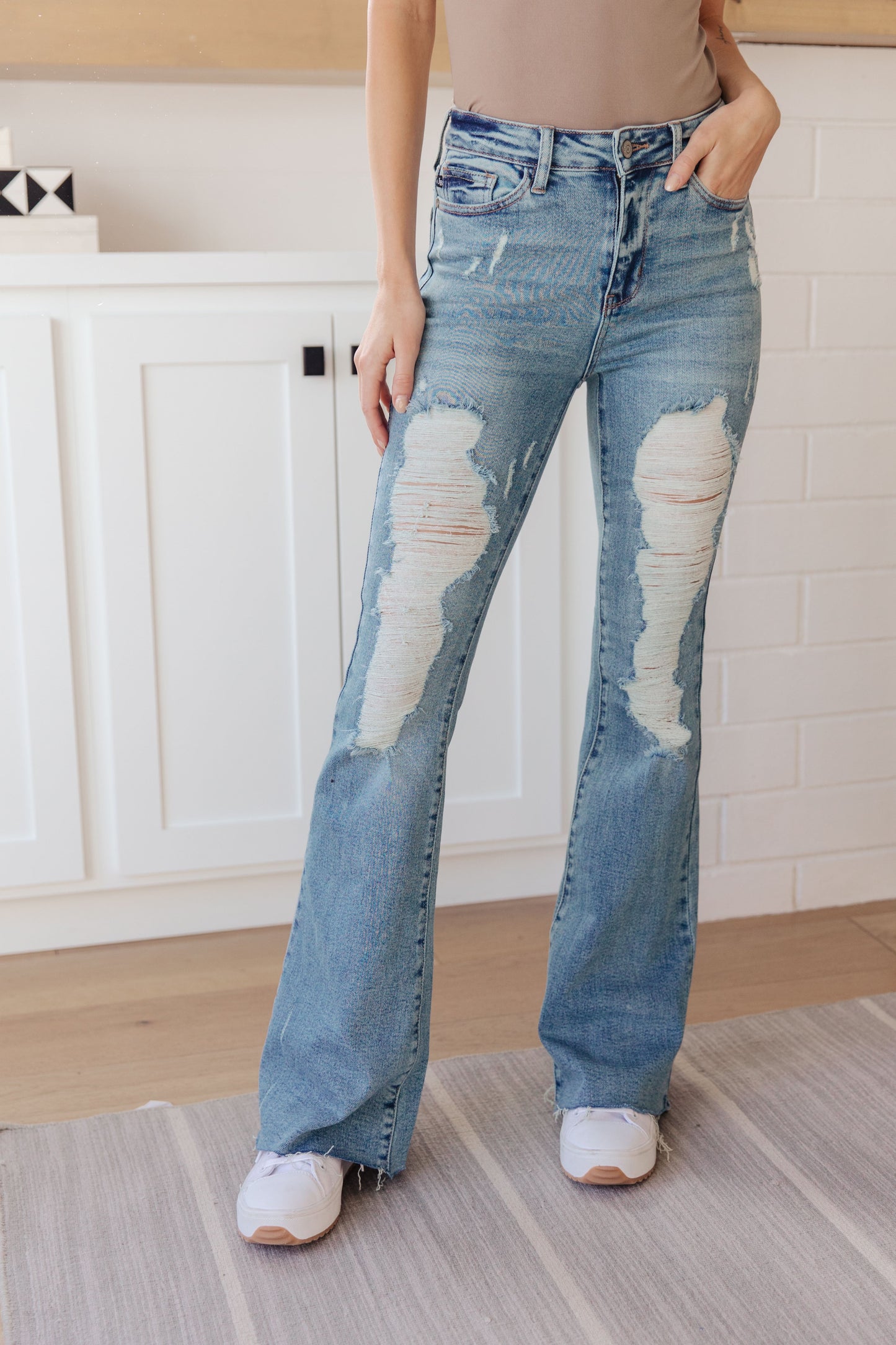 Judy Blue High Rise Heavy Destroy Flare